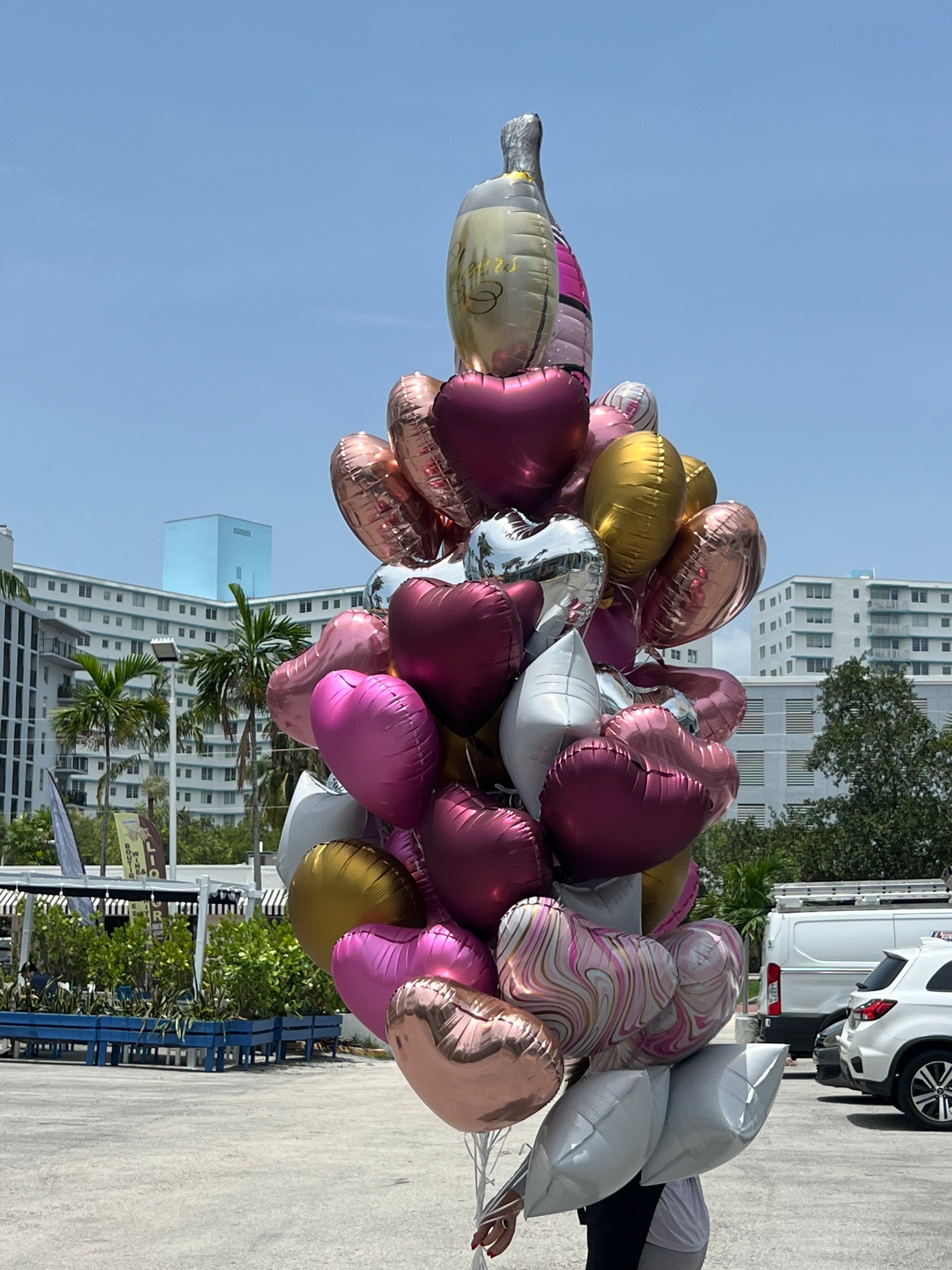 Large Happy Birthday helium balloon arrangement Miami