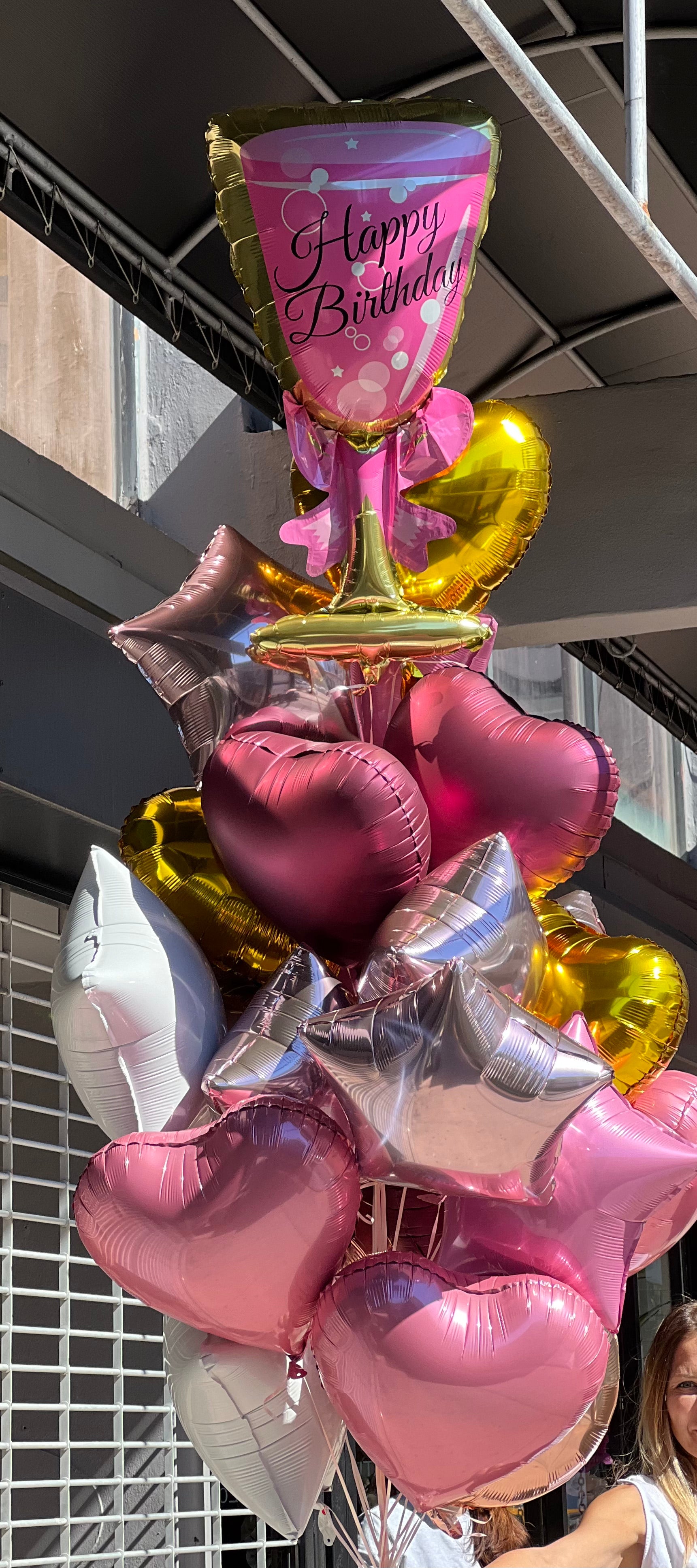 Large birthday balloon bouquet with up to 24 balloons