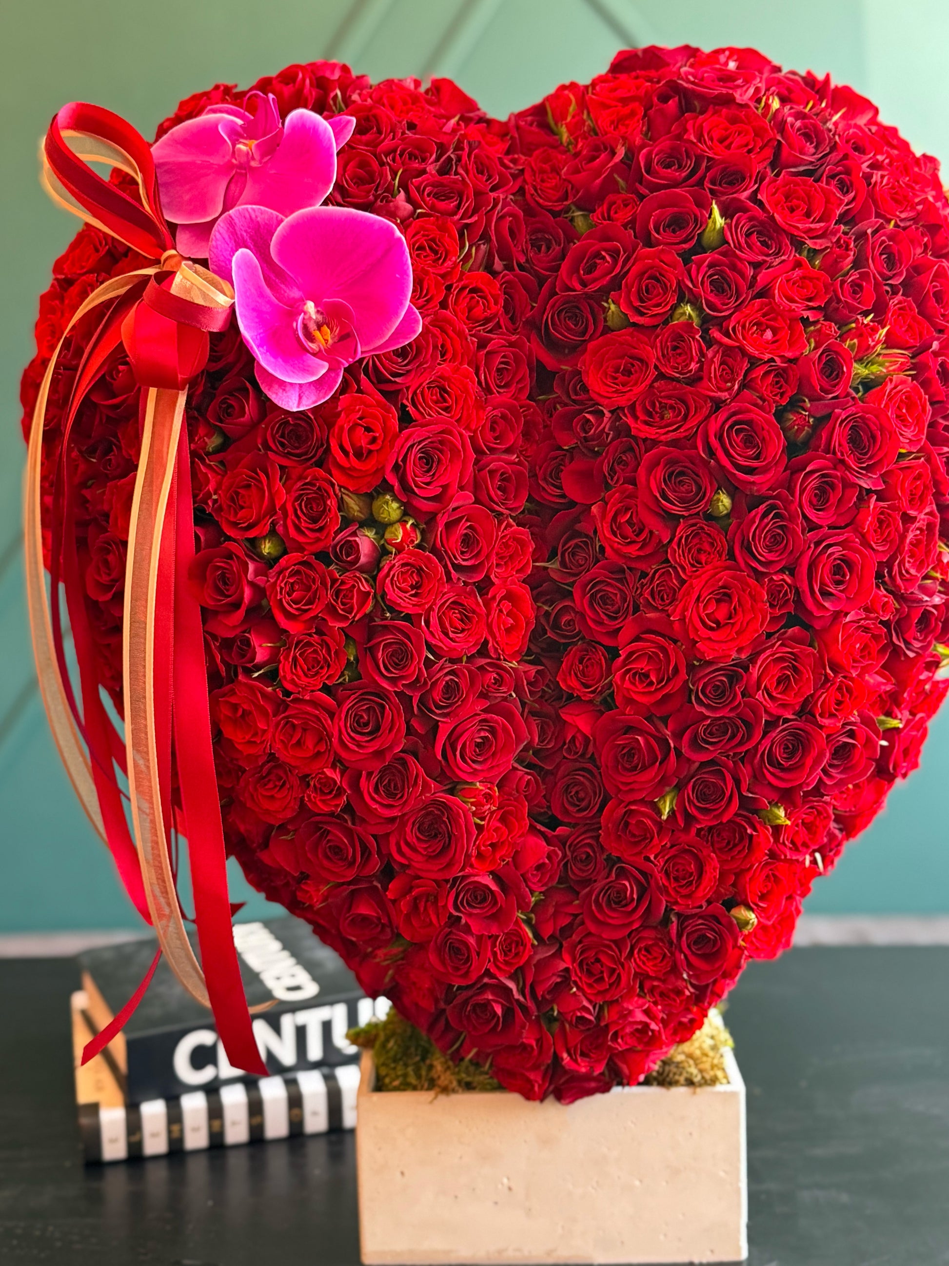 Large heart shaped rose arrangement Miami Beach
