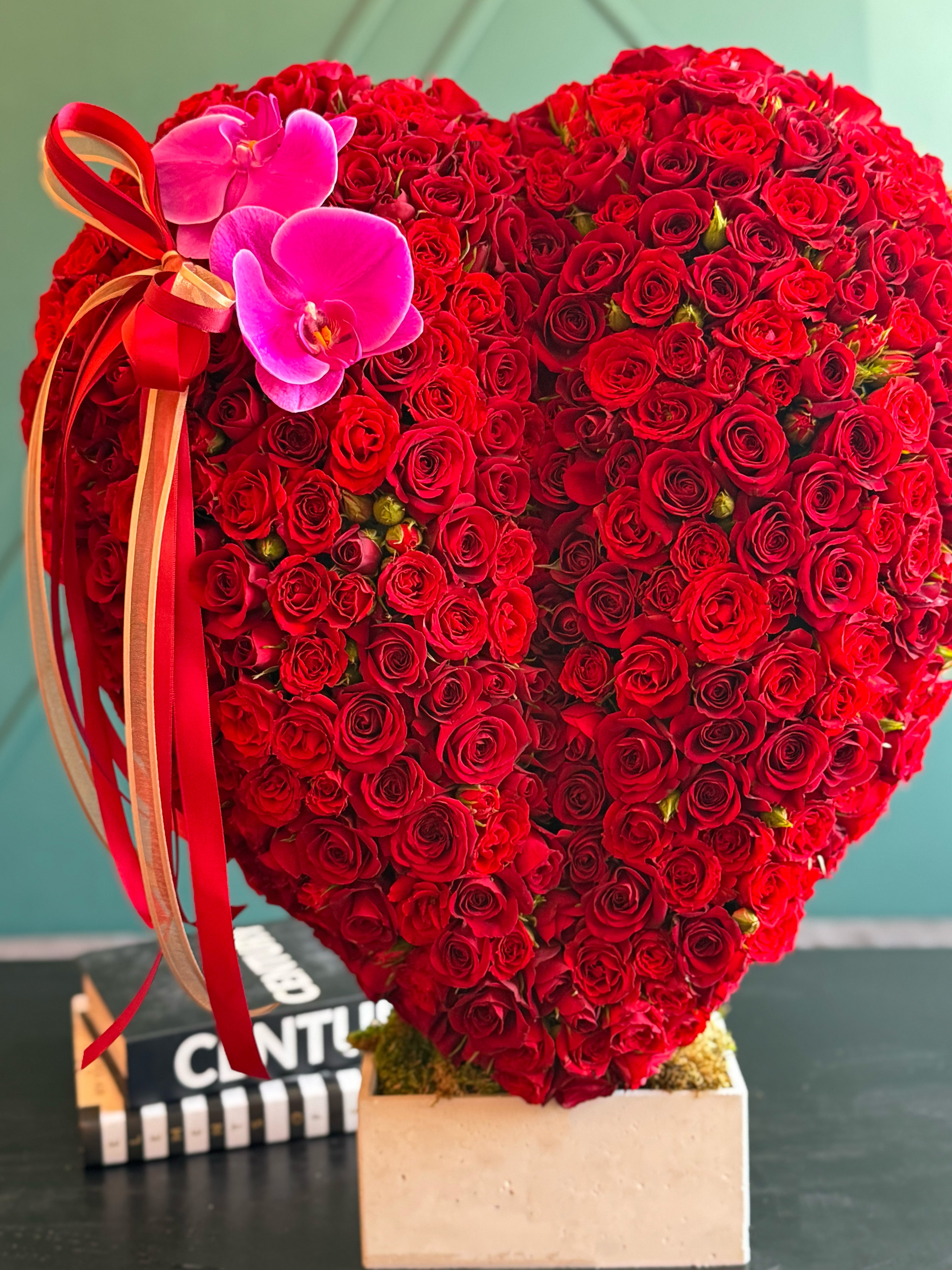 Large heart shaped rose arrangement Miami Beach