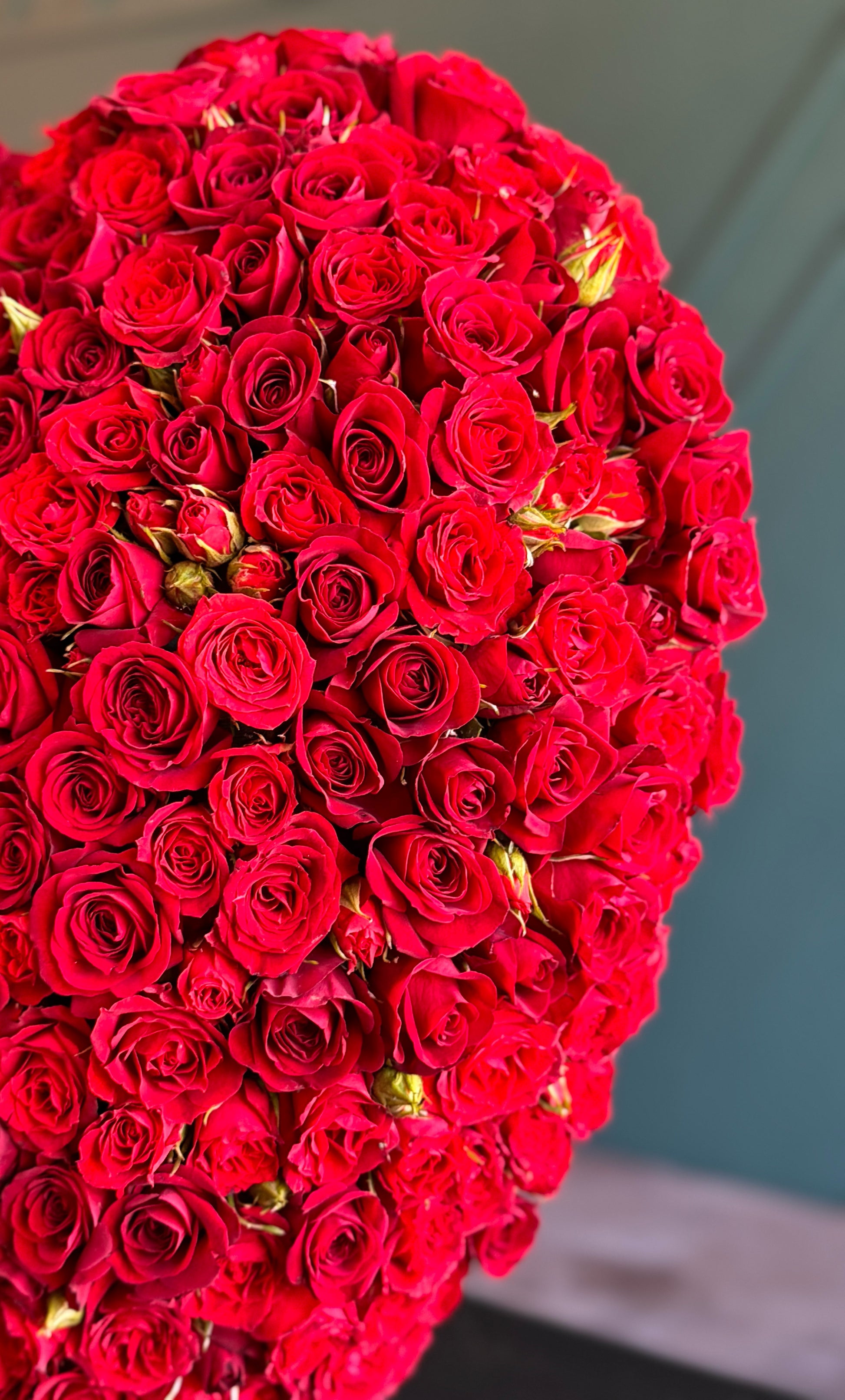 Large red rose heart for anniversary celebration