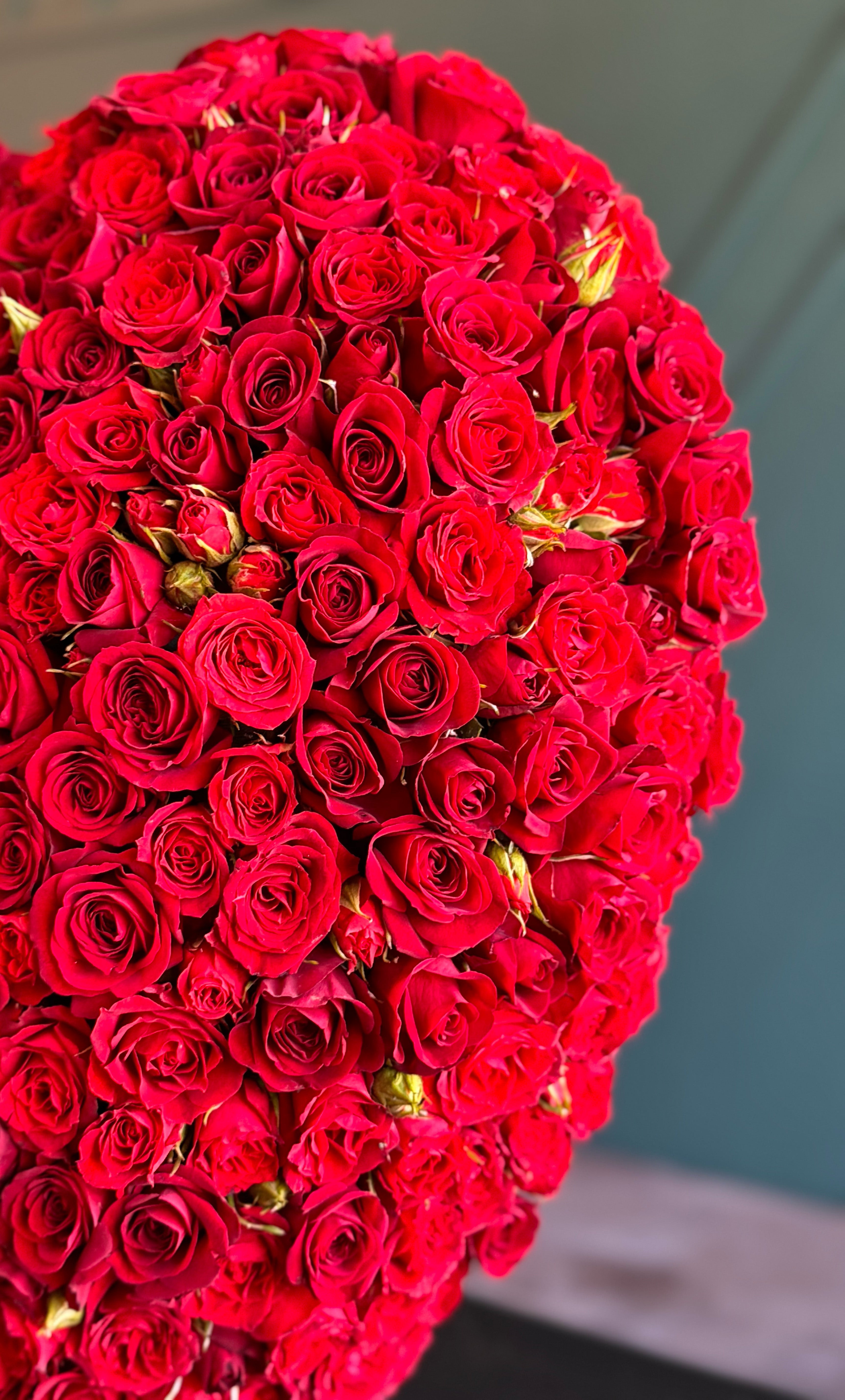 Large red rose heart for anniversary celebration