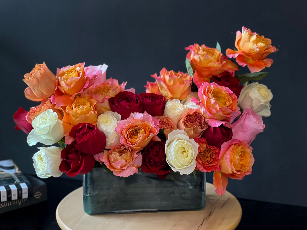 Large romantic garden roses arrangement Miami Beach