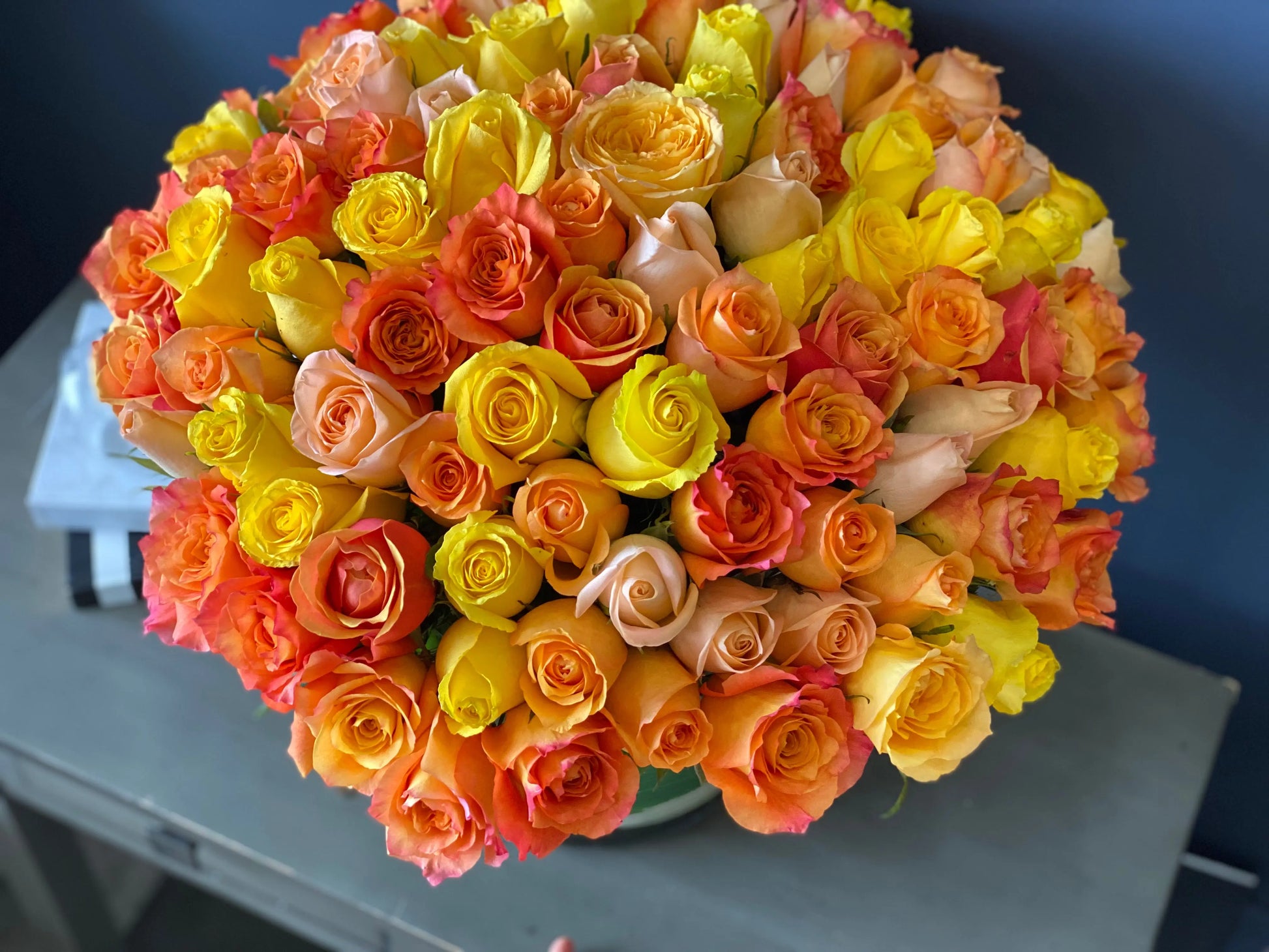 Luxury 100 rose arrangement handcrafted in Miami Beach