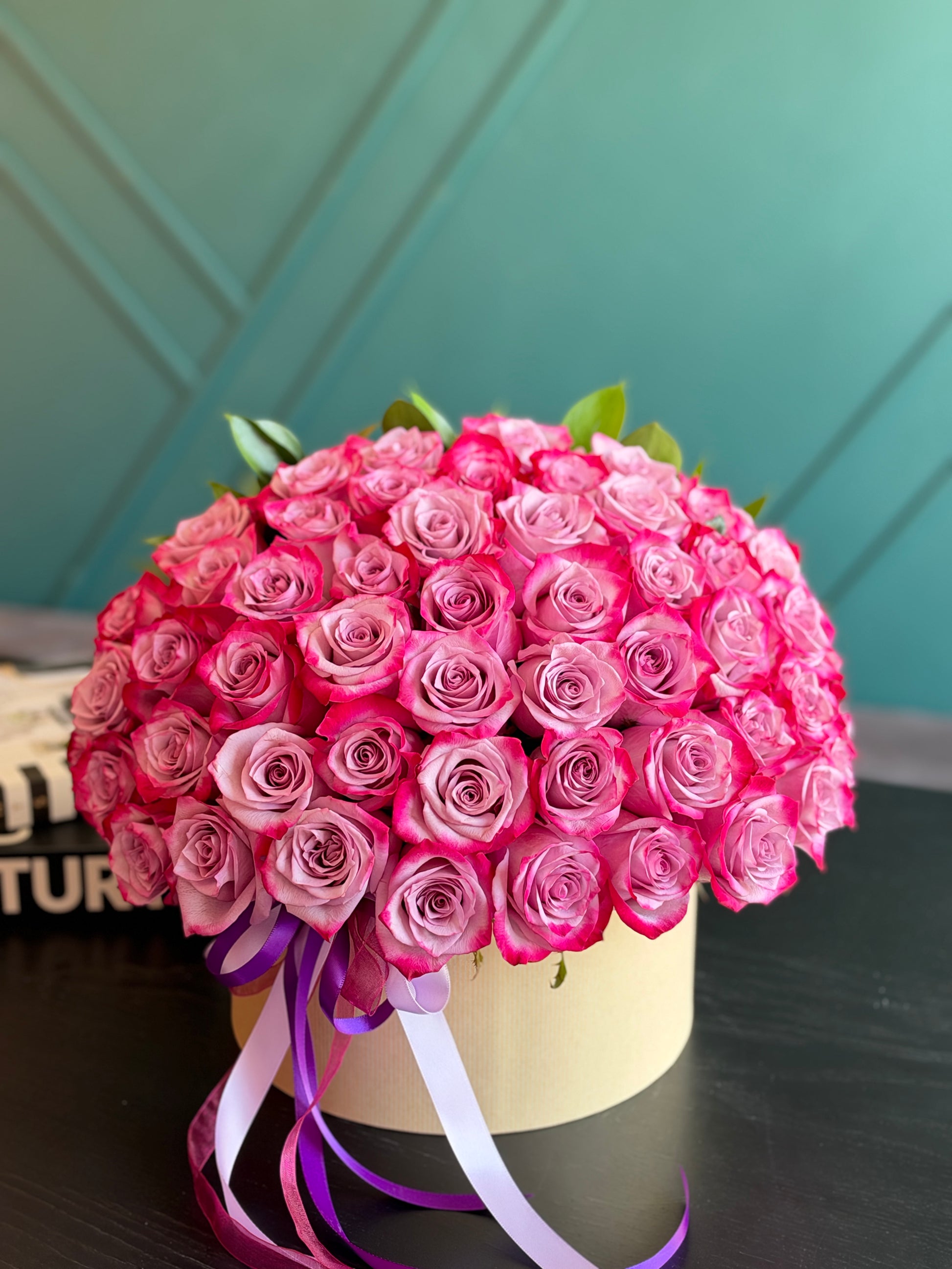 Luxury 50 rose box handcrafted by Luxury Flowers Miami