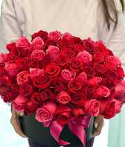 Luxury 75 rose arrangement handcrafted in Miami Beach