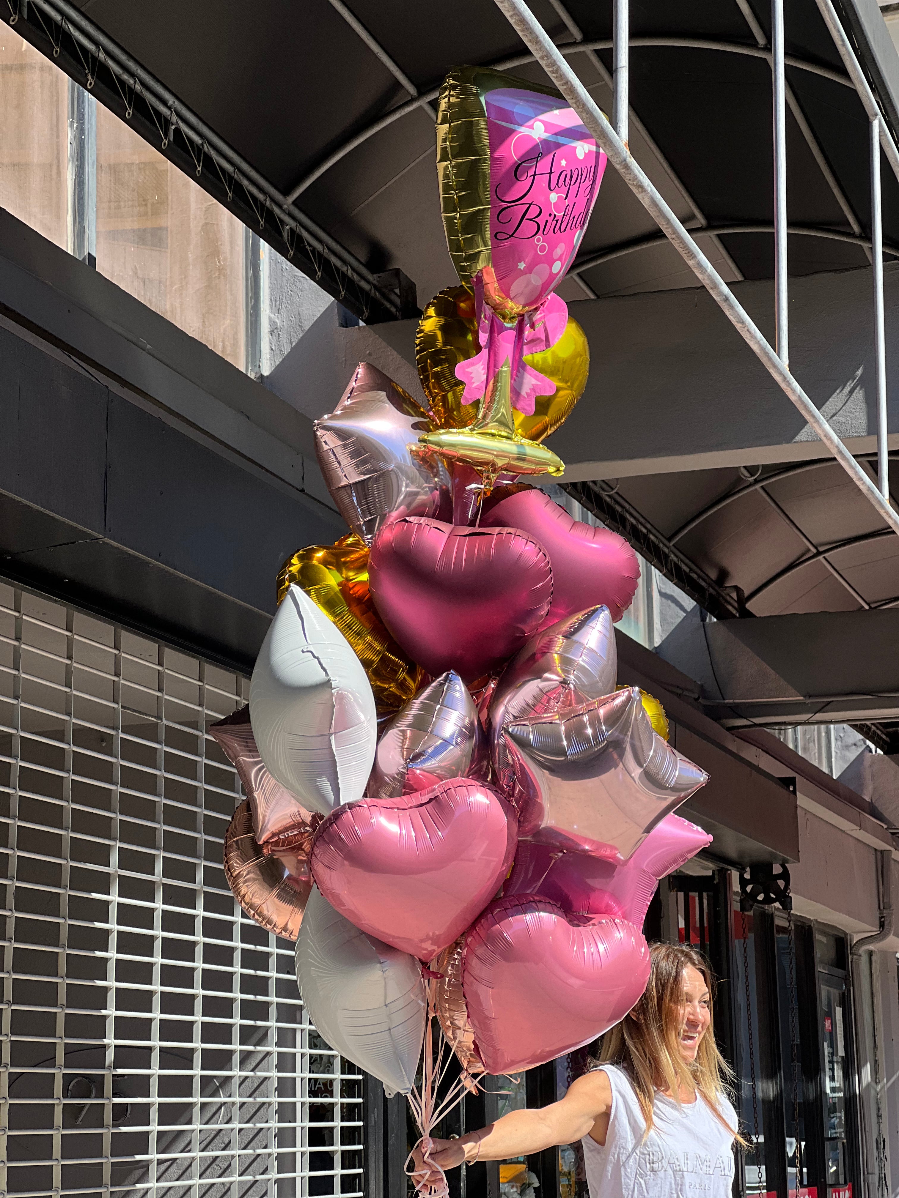 Luxury Flowers Miami Happy Birthday balloon bouquet