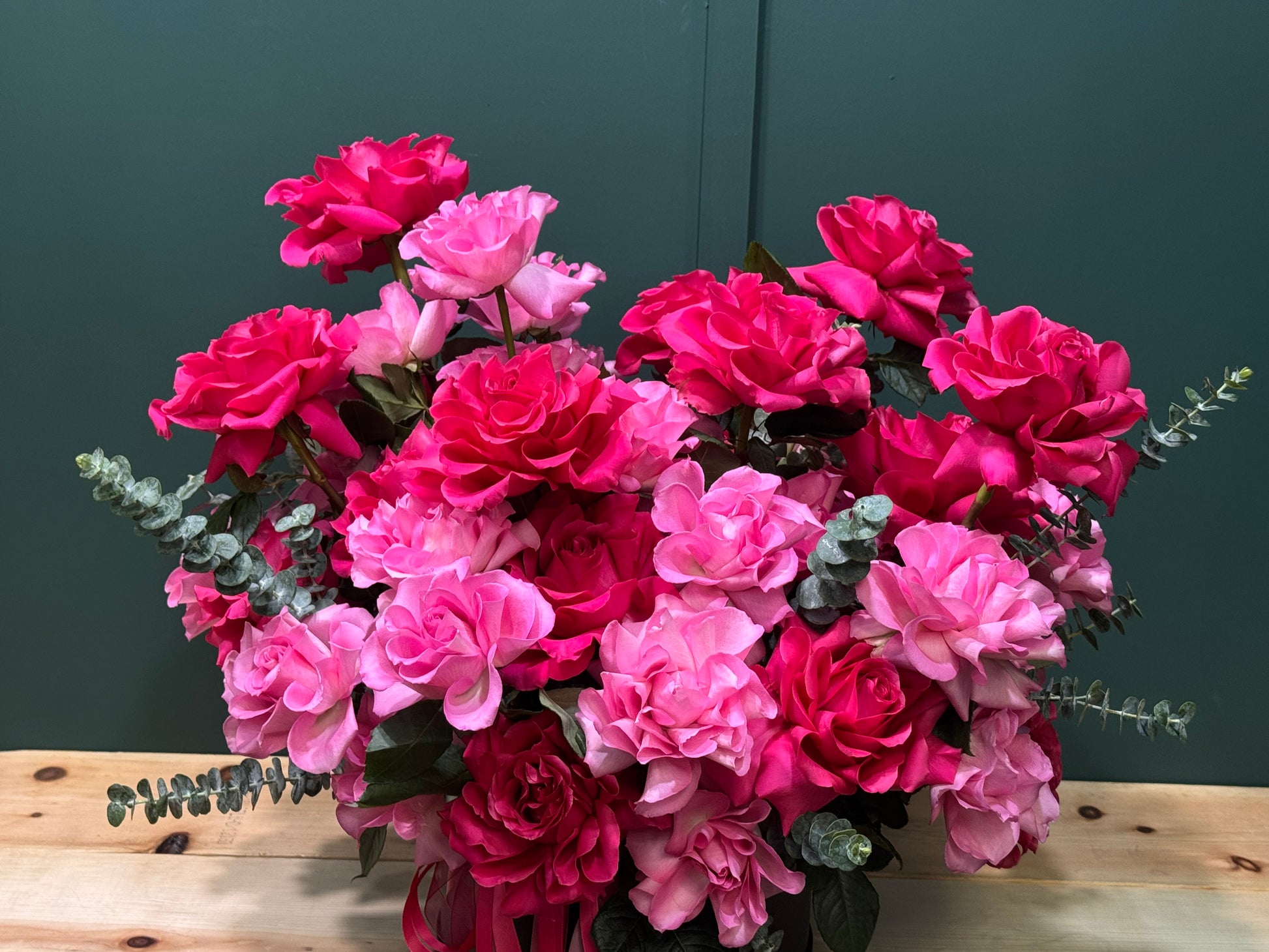 Luxury Flowers Miami black box with 50 premium French roses