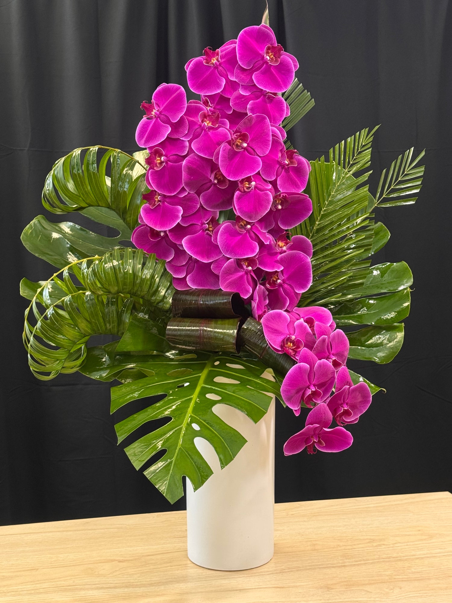 Luxury Flowers Miami purple orchid arrangement for home and office décor