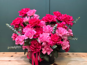 Luxury black box arrangement with 50 French roses by Luxury Flowers Miami