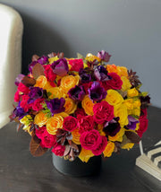 Luxury fall flowers with hot pink roses and purple anemones Miami
