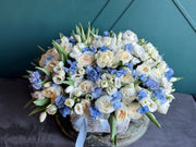 Luxury flower basket Miami with peonies garden roses tulips and lisianthus
