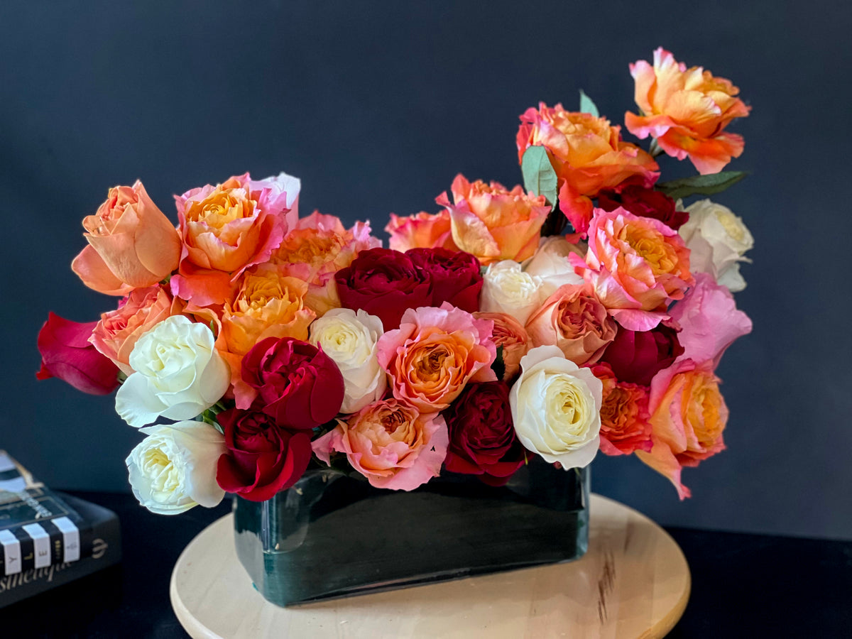 Luxury garden rose arrangement by Luxury Flowers Miami
