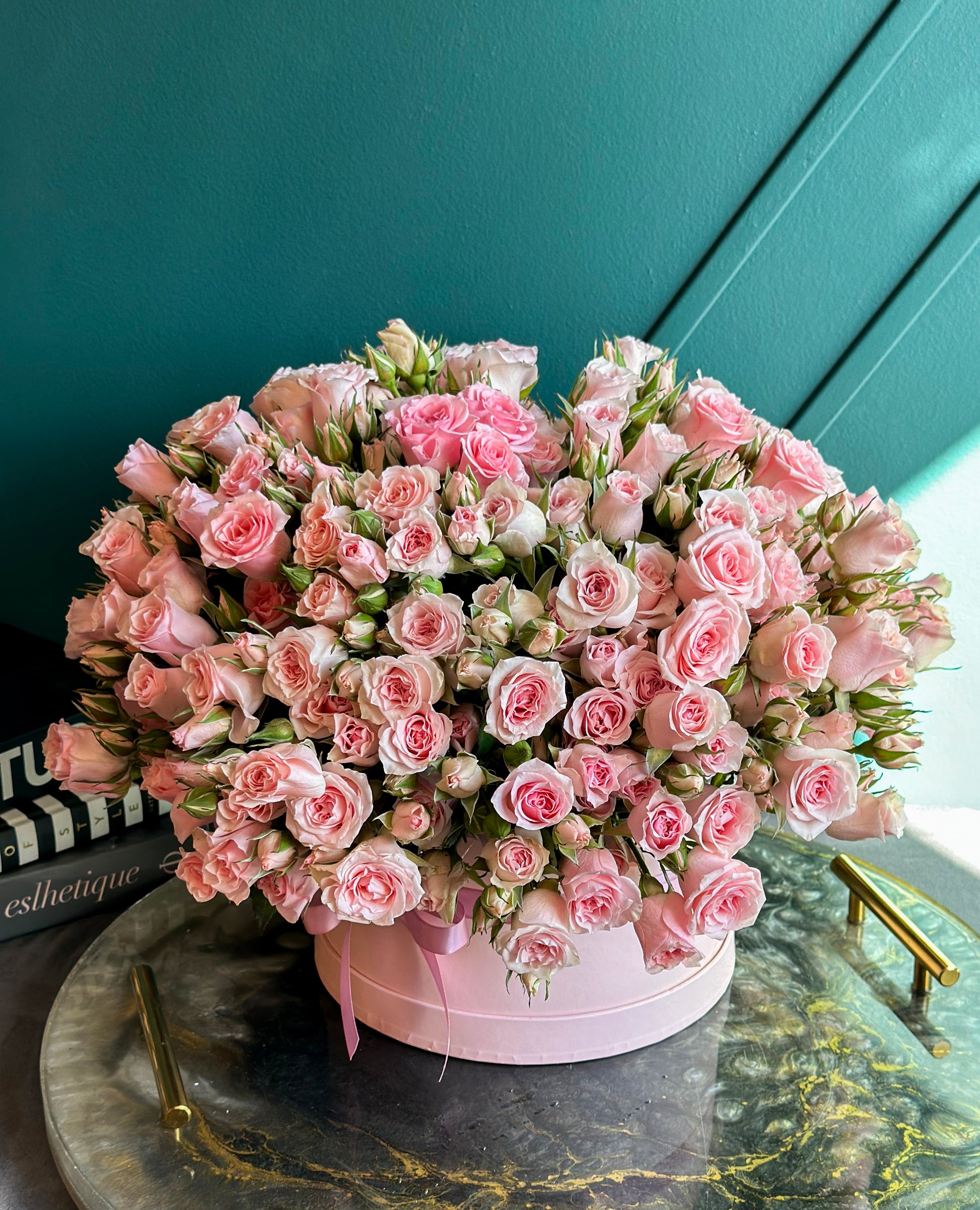 Luxury mini rose arrangement in pink tones for Miami flower delivery