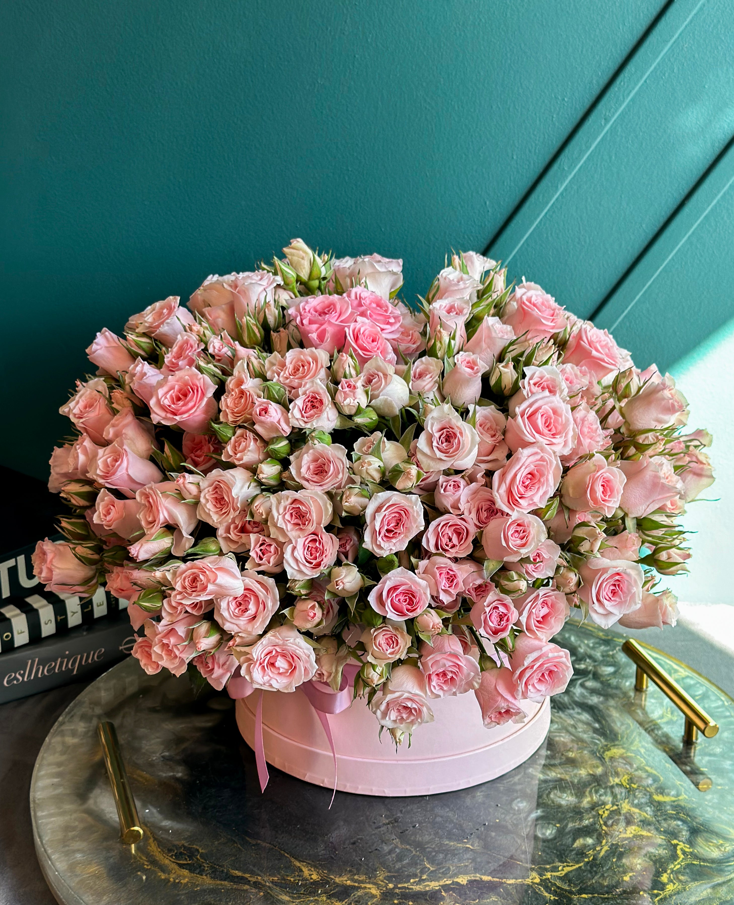 Luxury mini rose arrangement in pink tones for Miami flower delivery