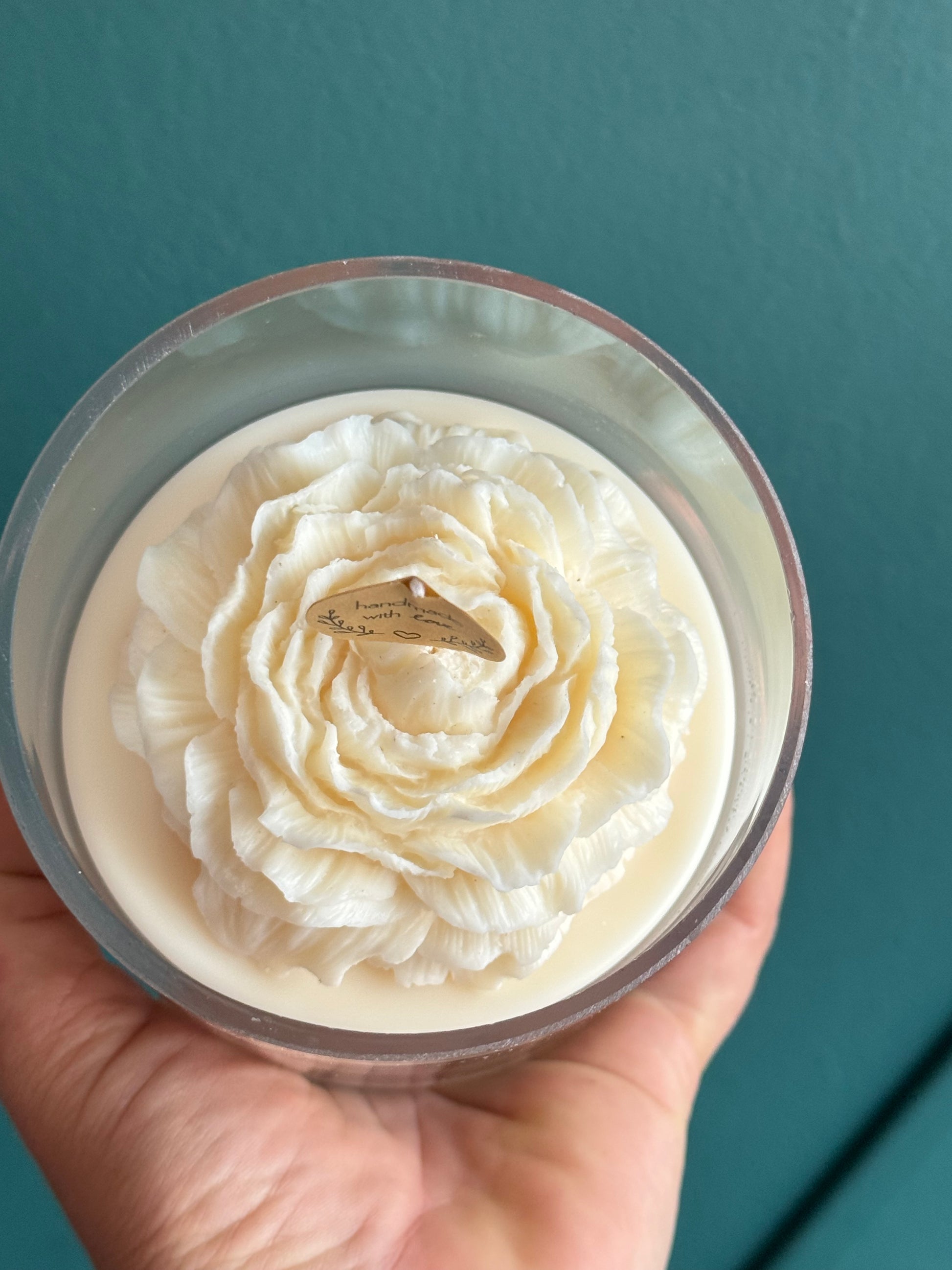 Luxury soy wax peony candle handcrafted in Miami