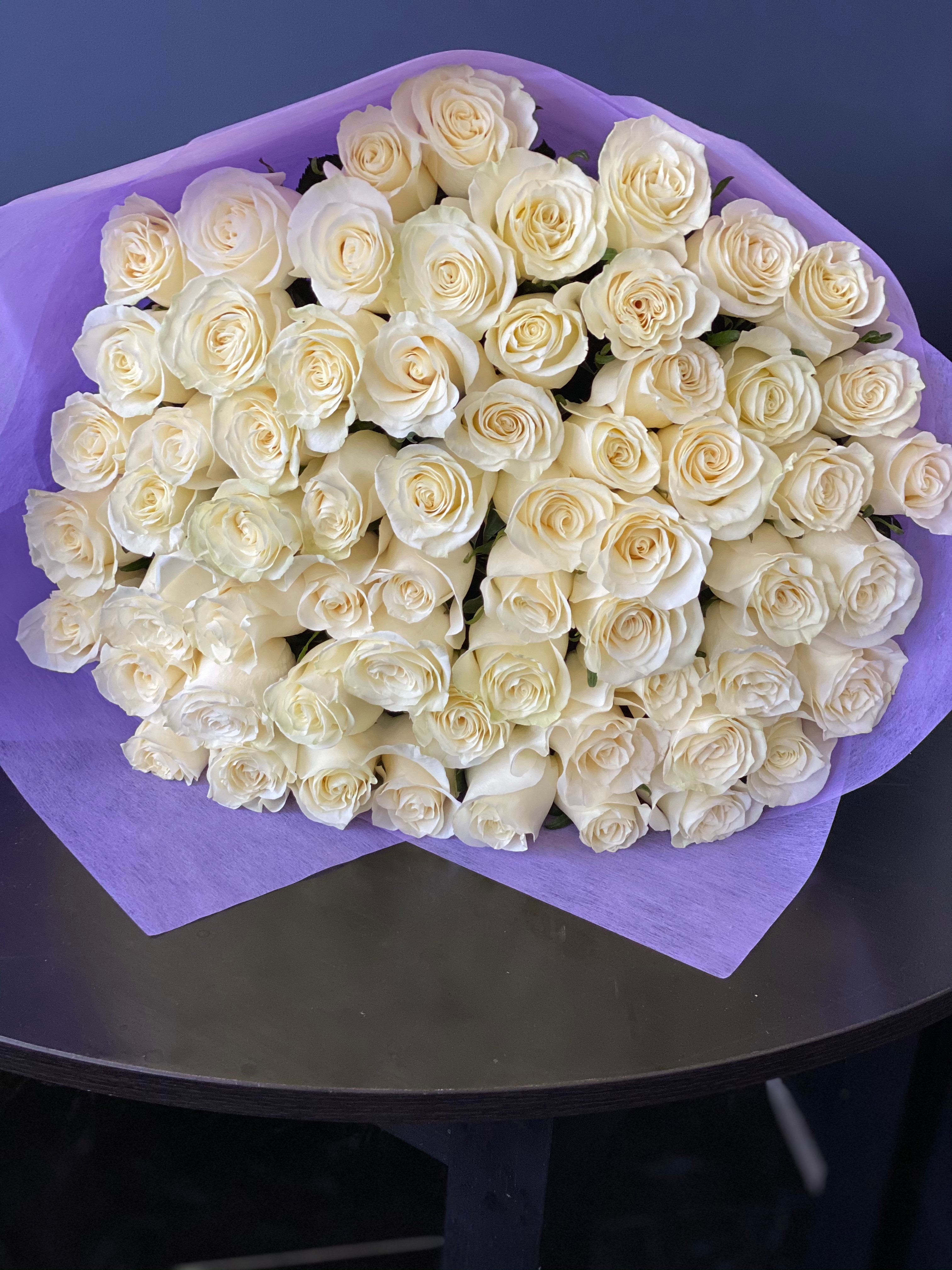 Luxury white rose bouquet handcrafted in Miami
