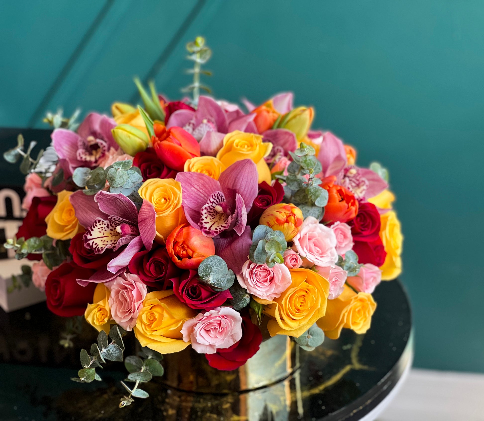 Miami Beach florist colorful designer flower arrangement
