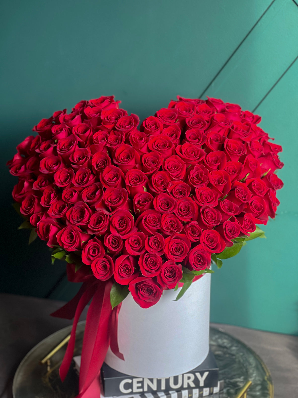 Midnight Love 100 roses heart arrangement Miami Beach
