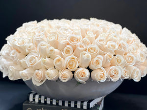 Modern white rose centerpiece Miami