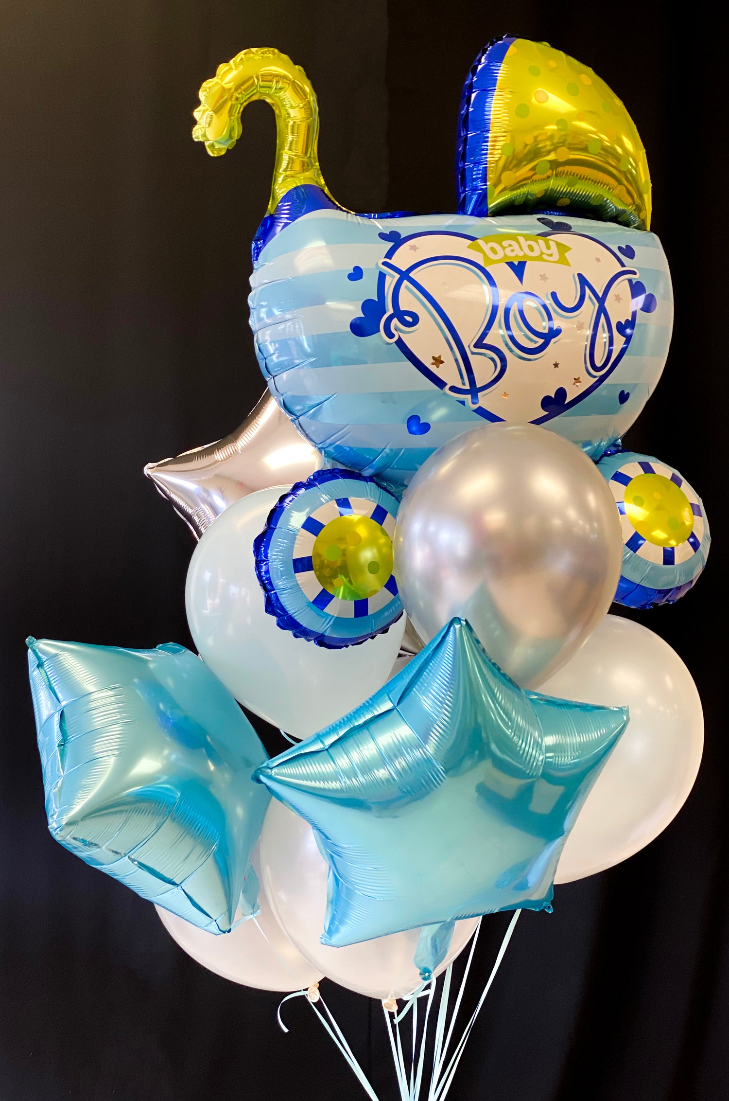 New baby latex and foil balloon bouquet by Luxury Flowers Miami
