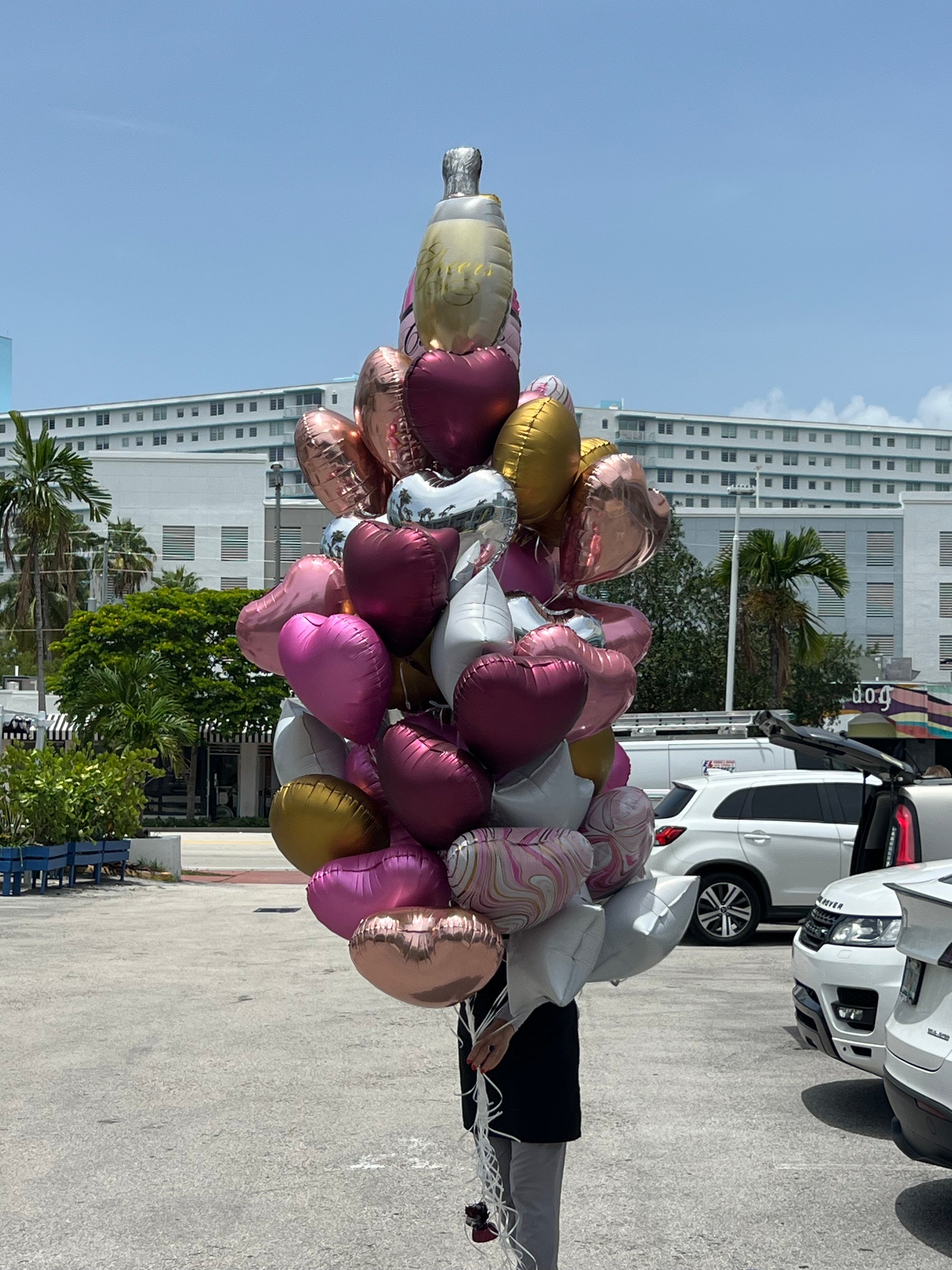 Oversized 50 balloon birthday surprise in Miami