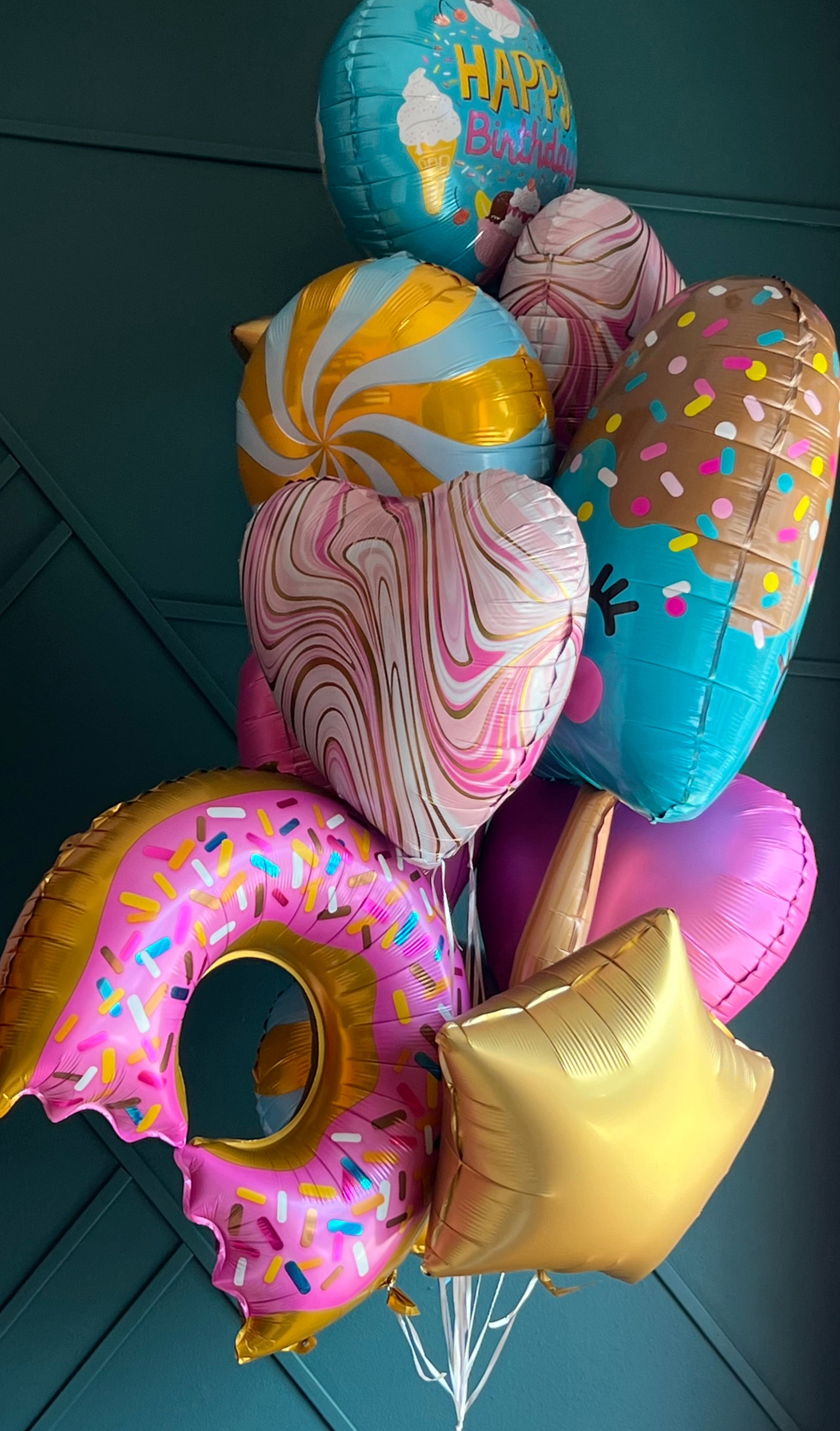 Pastel candy balloon arrangement for birthday celebration delivery