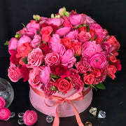 Pink roses ranunculus flower box in Miami