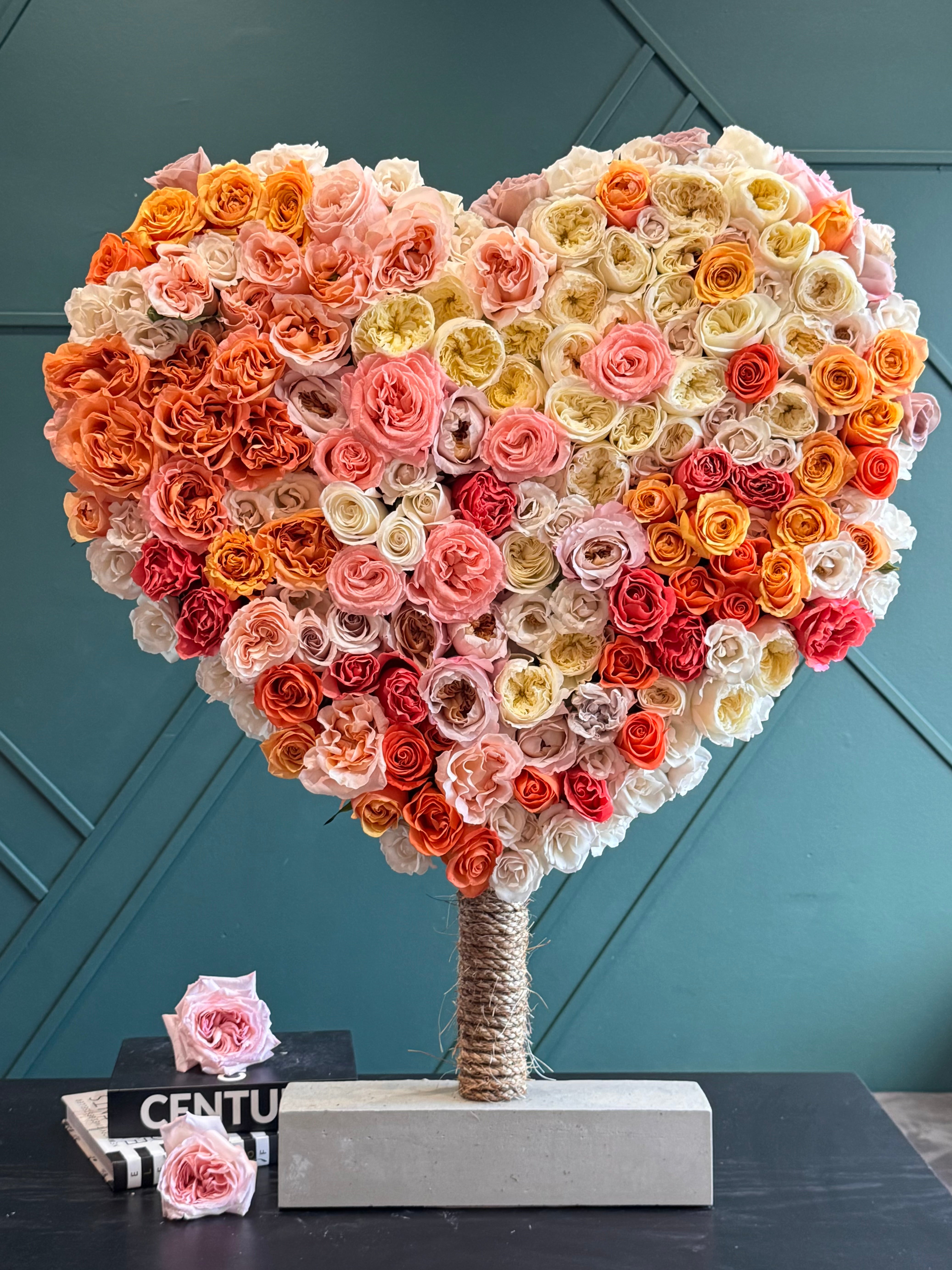 Premium 300 rose heart arrangement for special occasions
