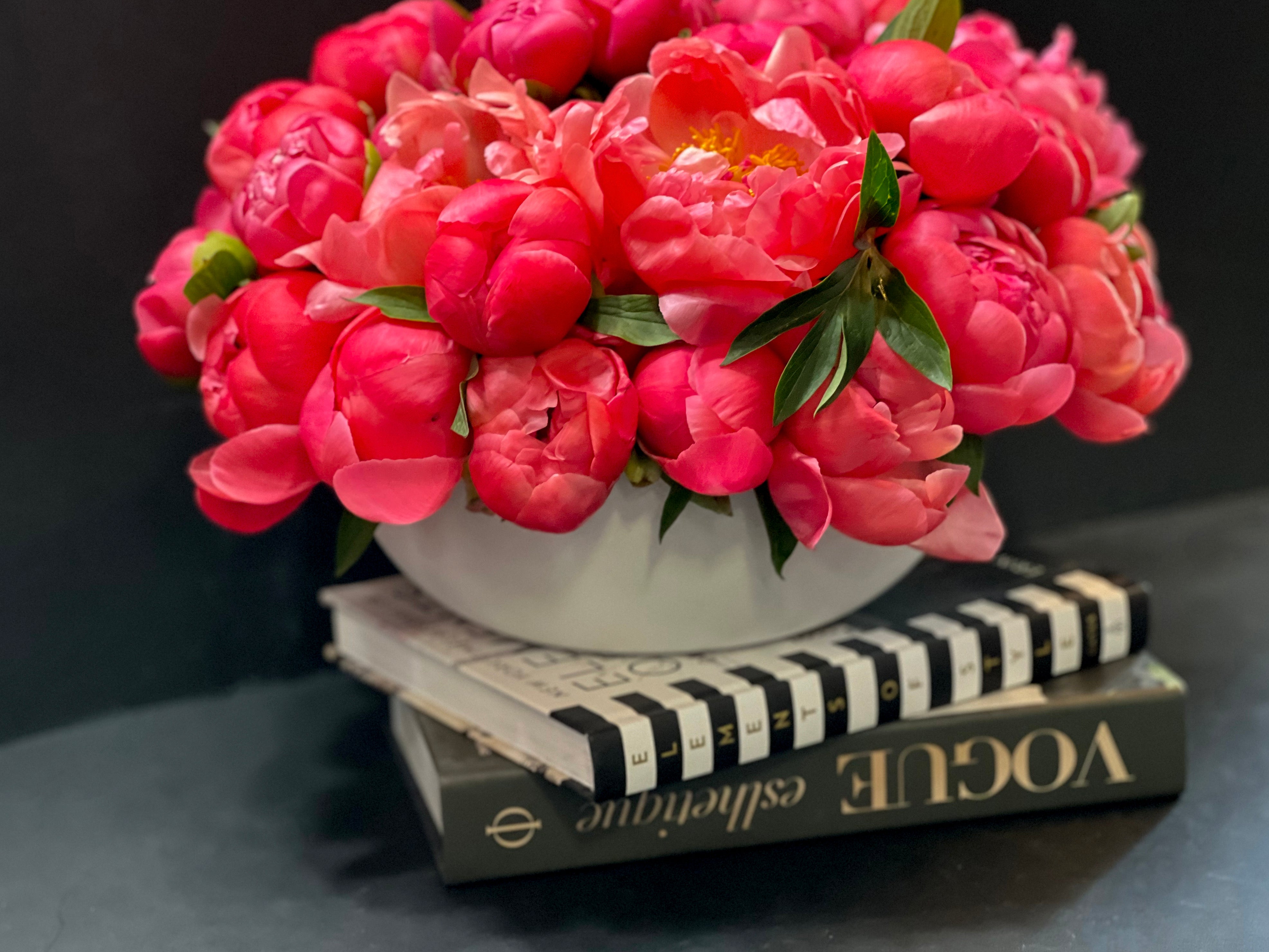 Premium coral peony arrangement for Miami delivery