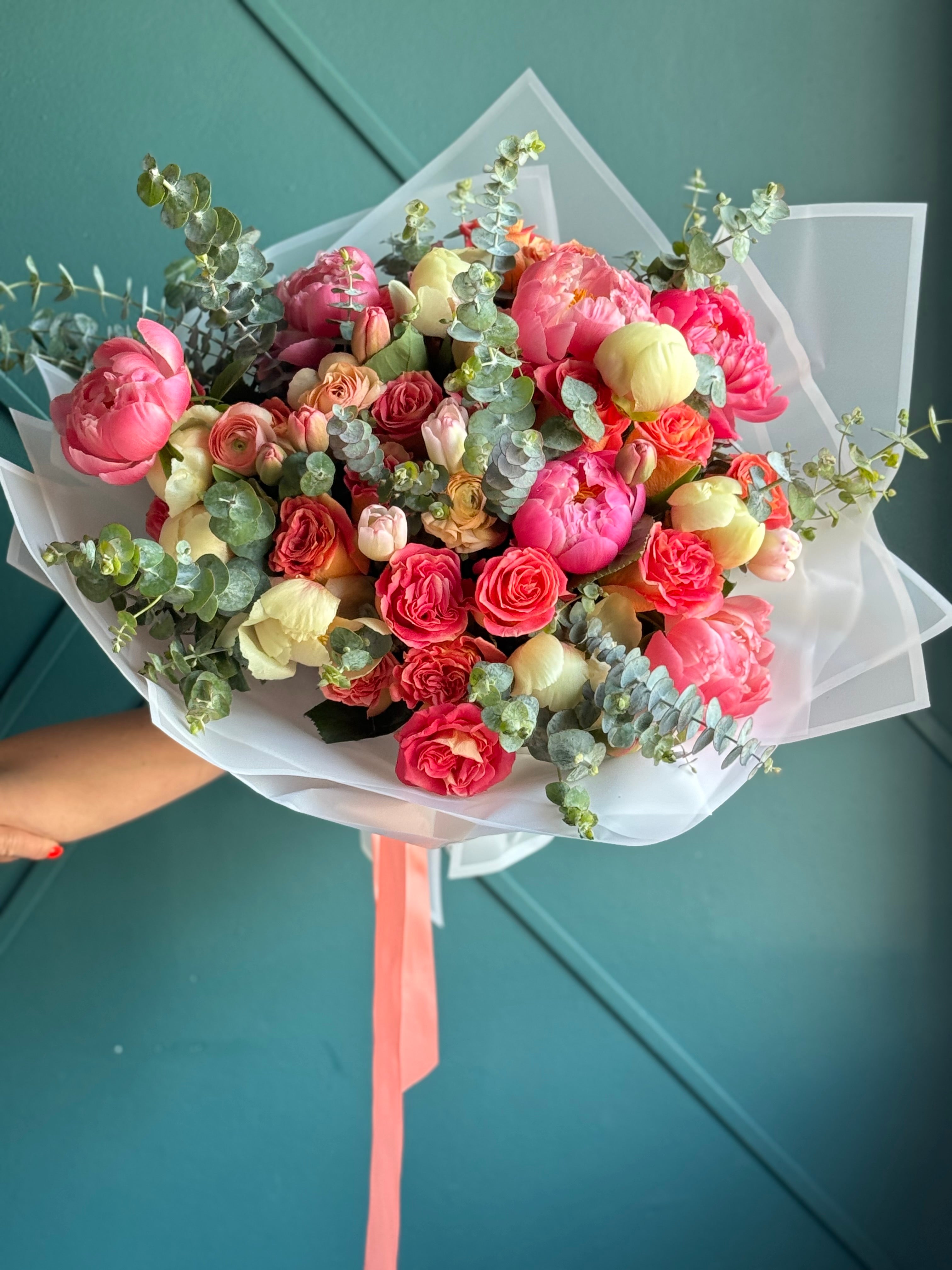 Premium peony ranunculus and tulip bouquet in Miami