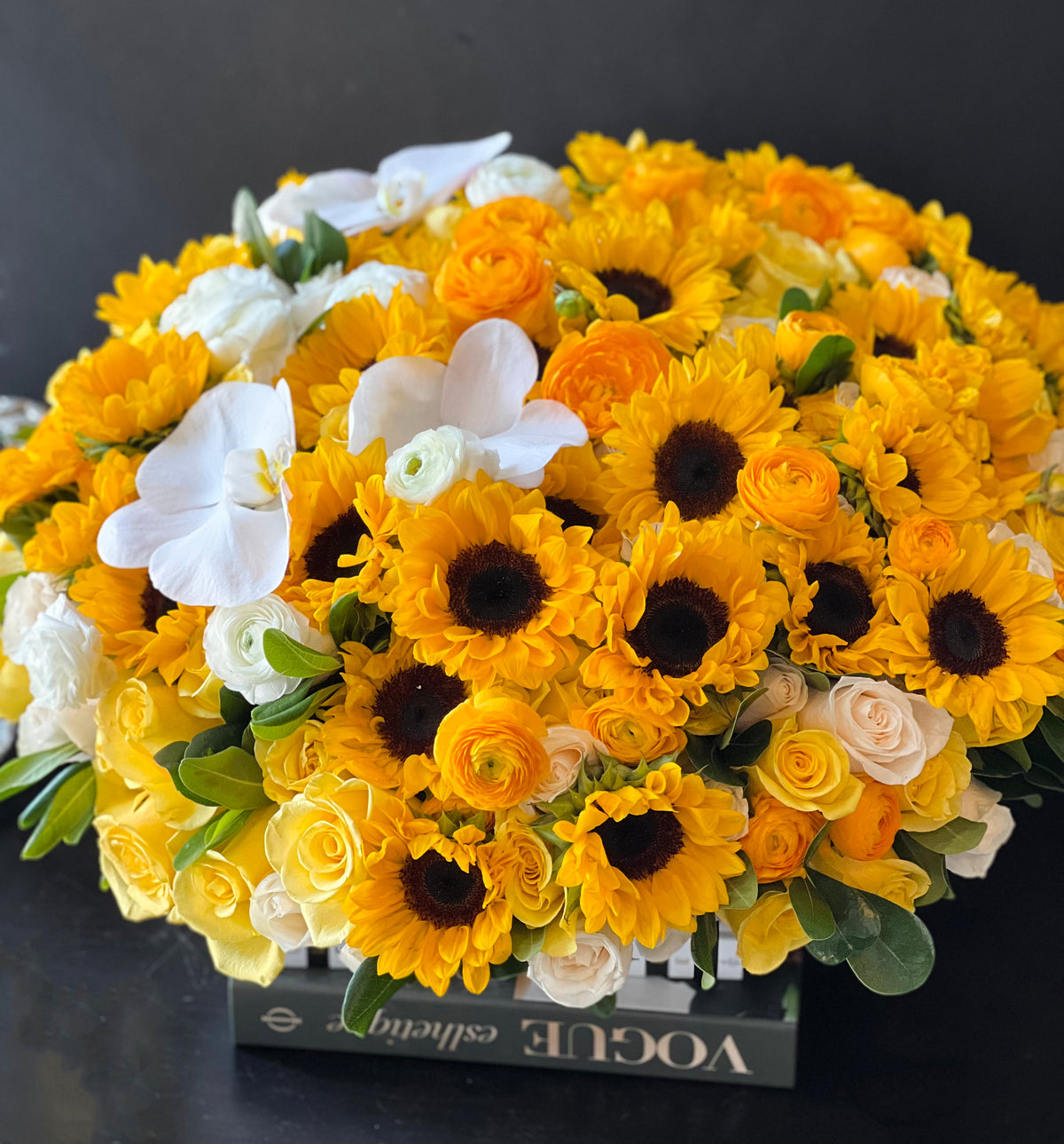 Premium sunflower and orchid flower arrangement Miami