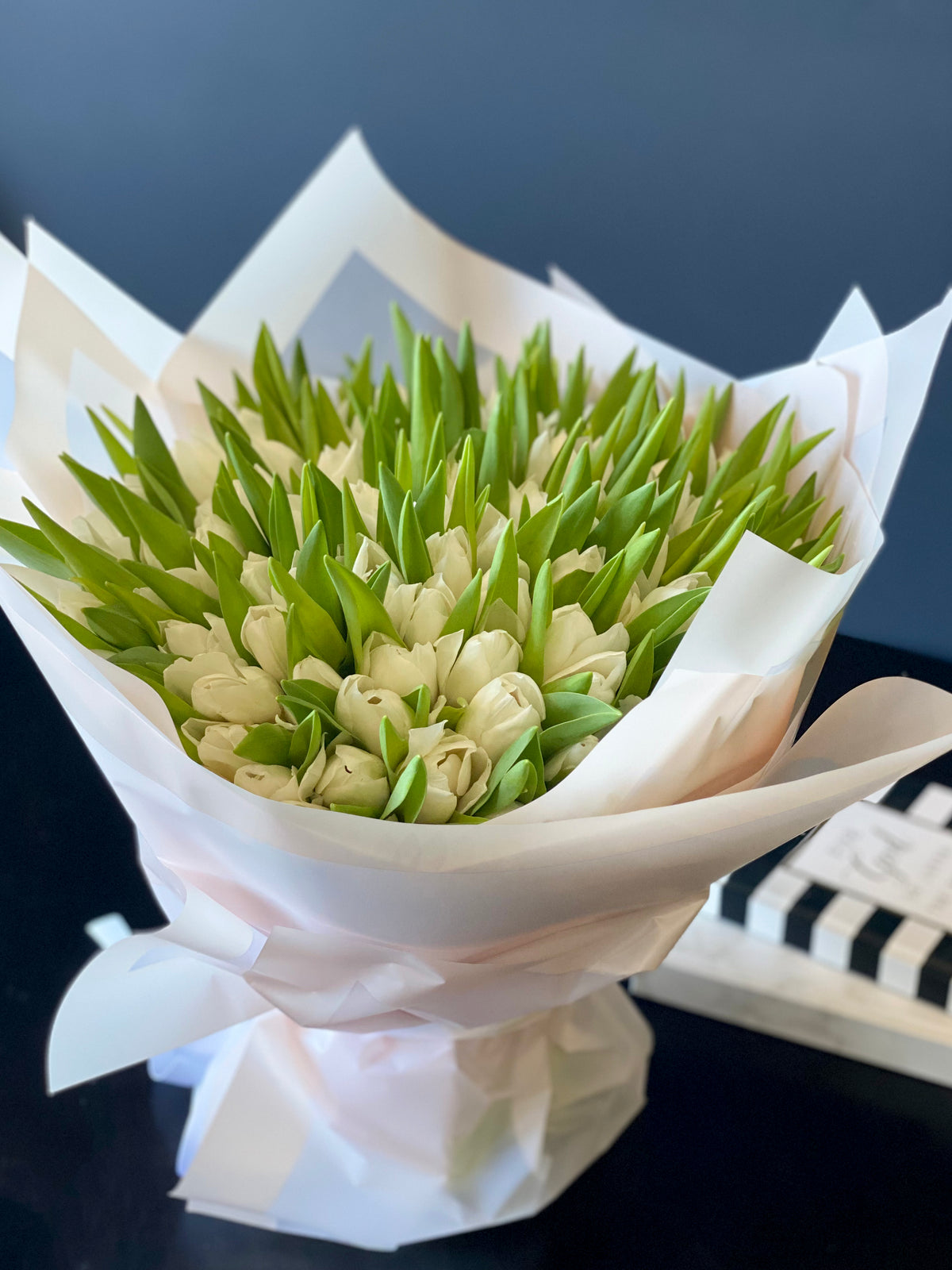 Premium white tulips bouquet for delivery in Miami