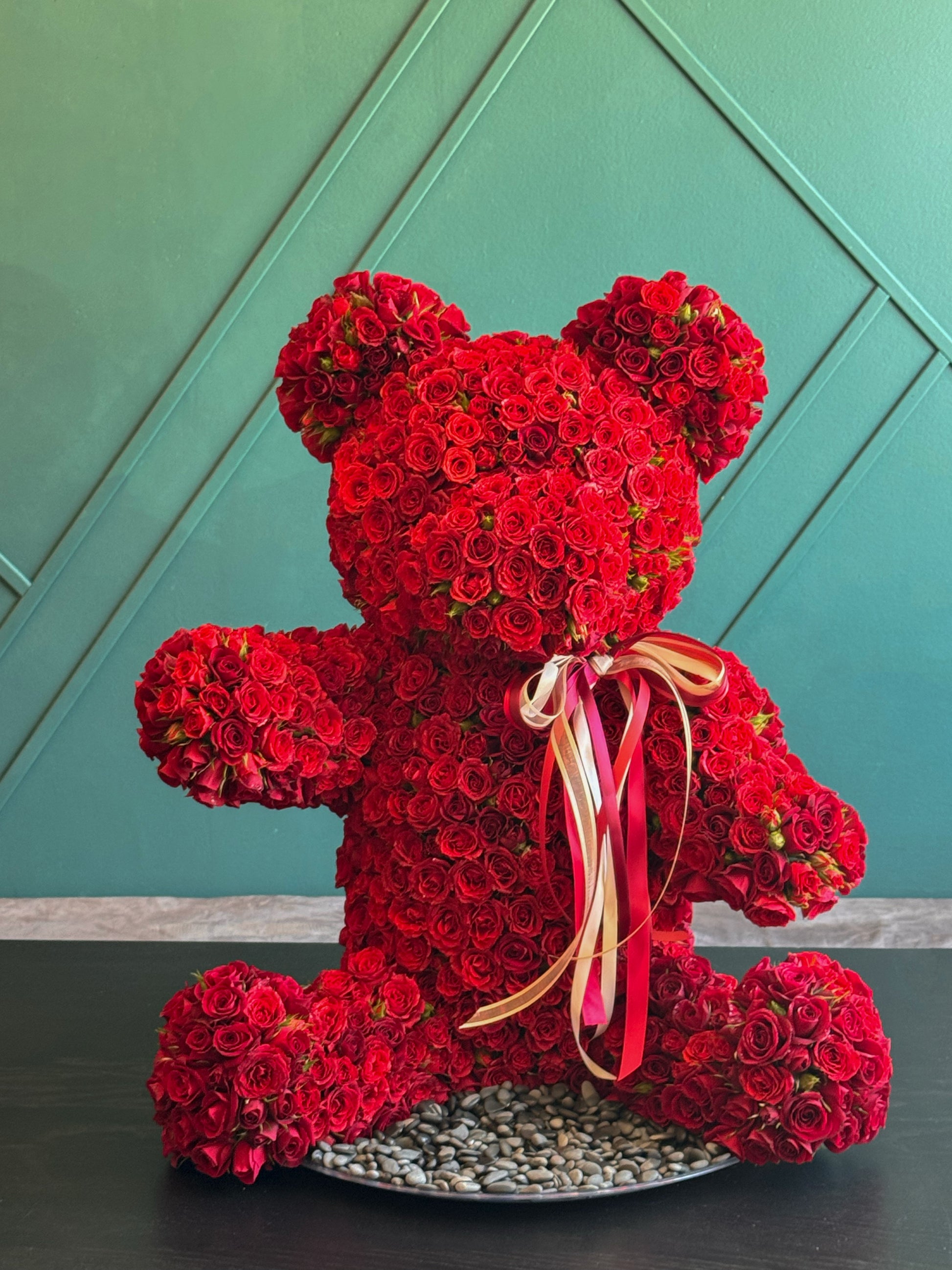 Red rose teddy bear arrangement for romantic gifts and proposals in Miami
