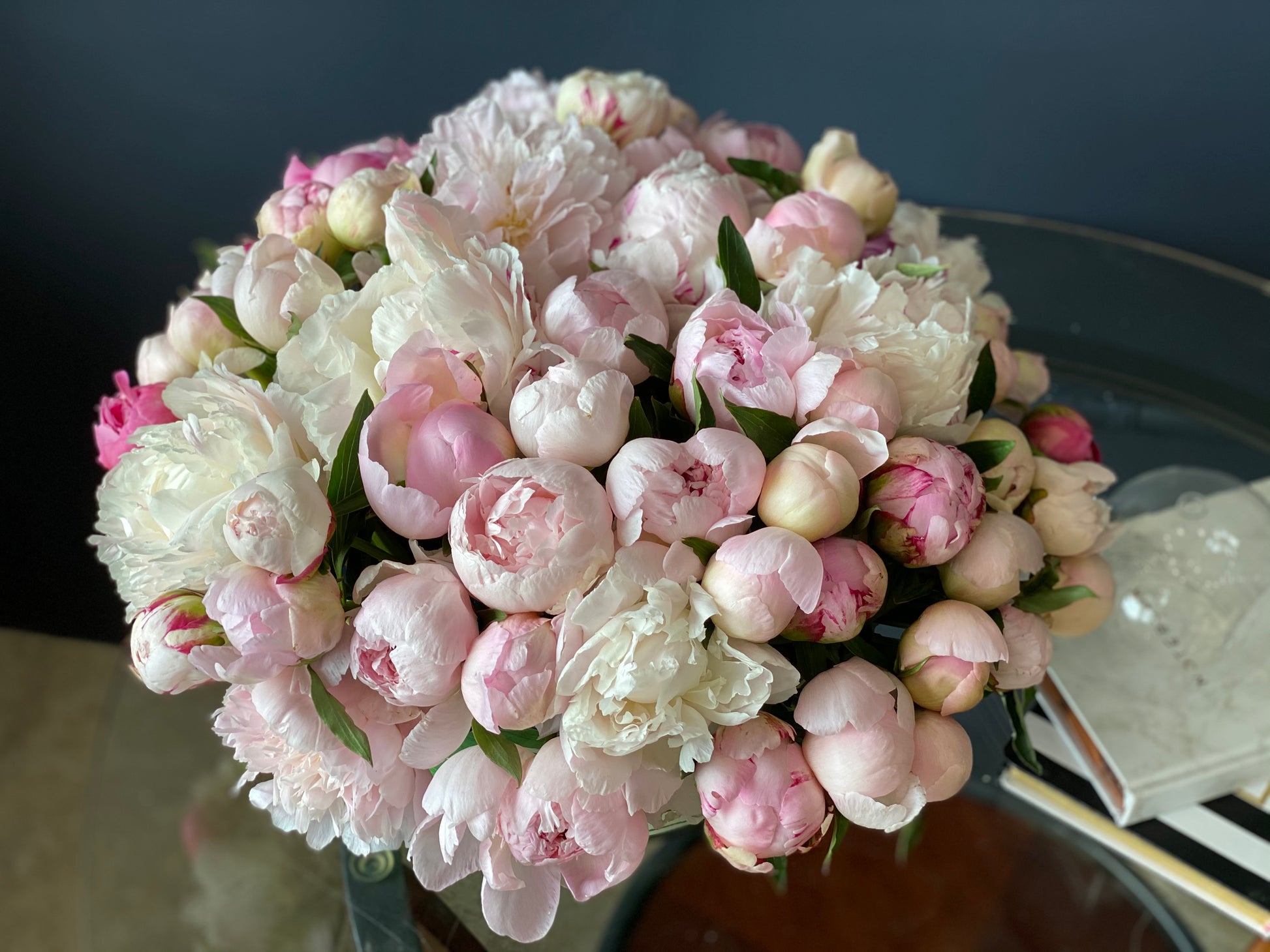 Romantic 50 peony flower arrangement in Miami Beach
