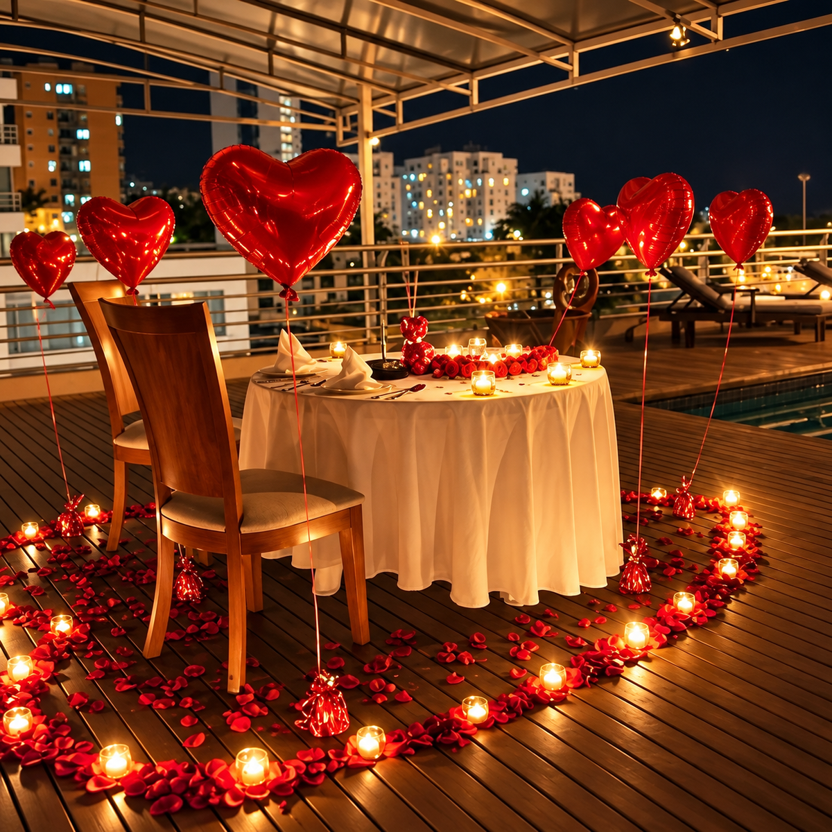 Romantic restaurant proposal in Miami with fresh flowers and candle decor