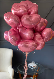 Romantic pink heart balloons for Miami gift delivery
