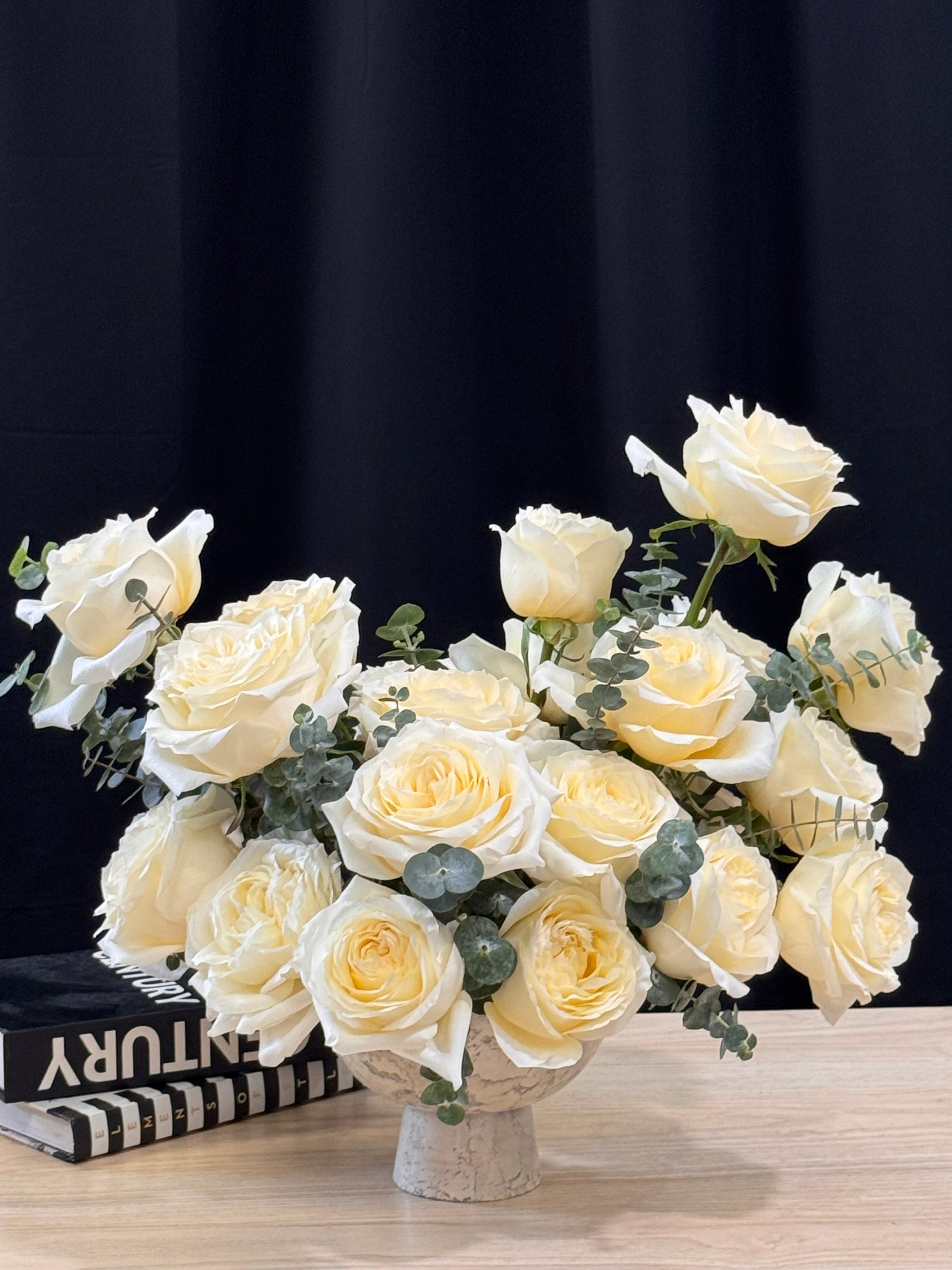 Romantic white French roses for anniversary flowers Miami