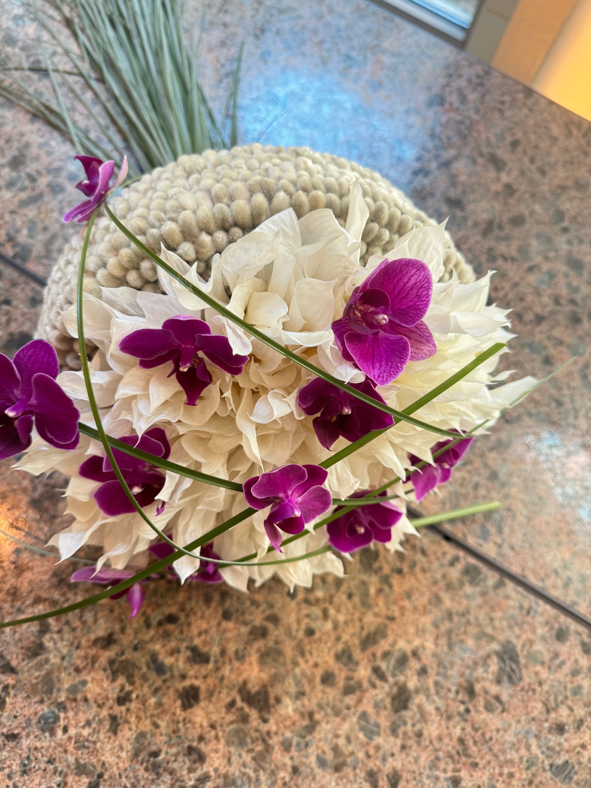 Sculptural Phalaenopsis orchid bridal bouquet