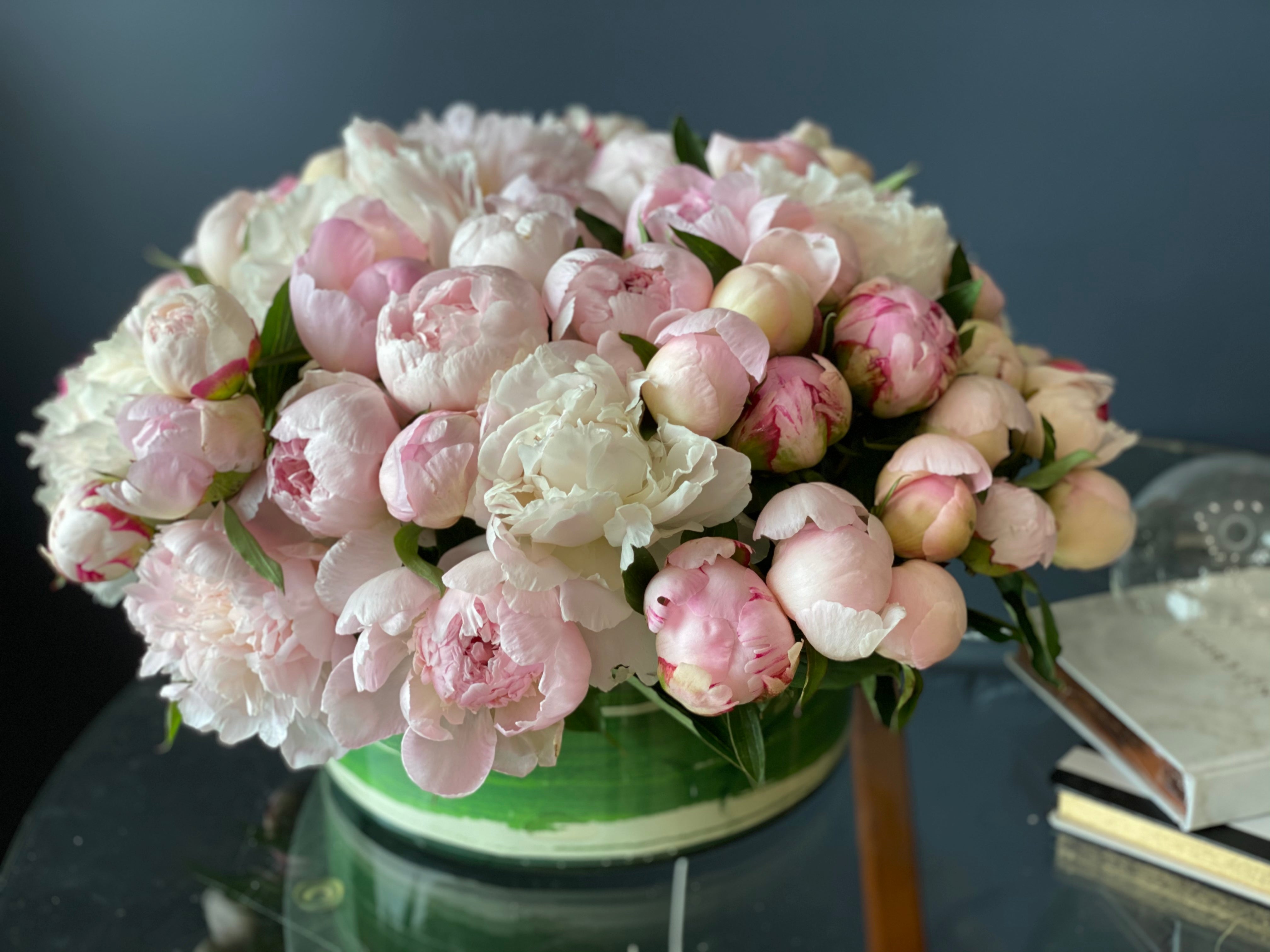Soft pink and blush peony arrangement for Miami delivery