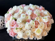Soft pink and white rose arrangement with ranunculus Miami Beach