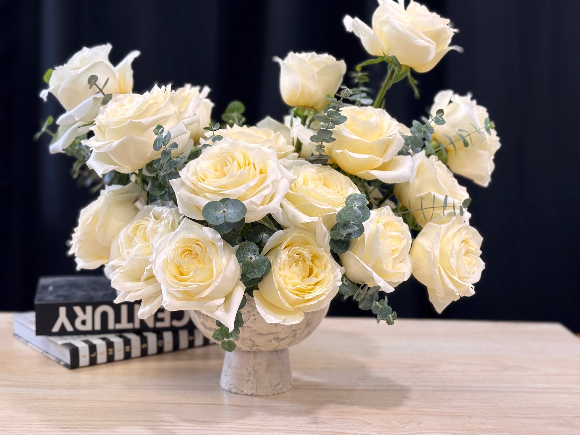Two dozen garden-style white roses Miami