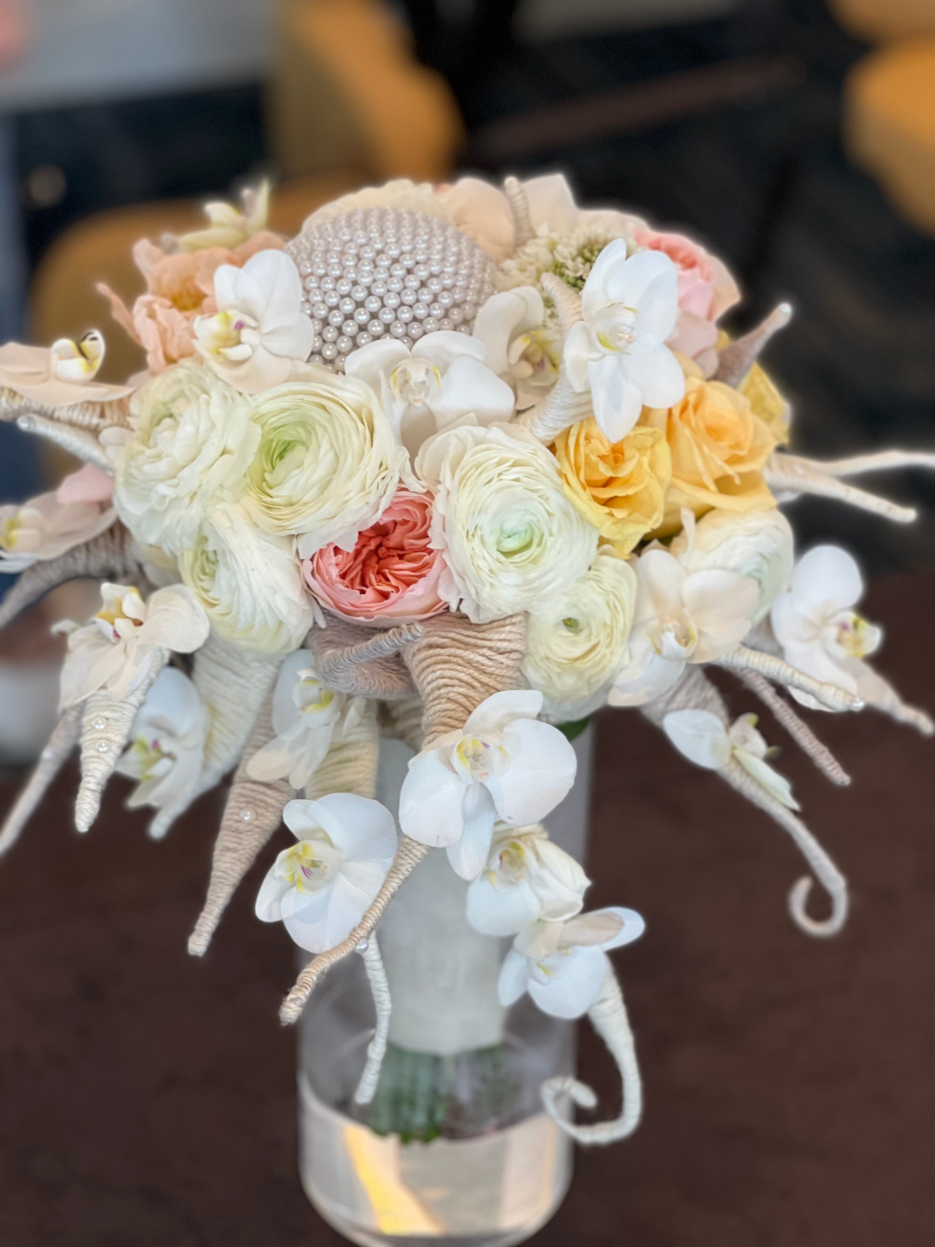 Unique luxury orchid bridal bouquet handcrafted in Miami