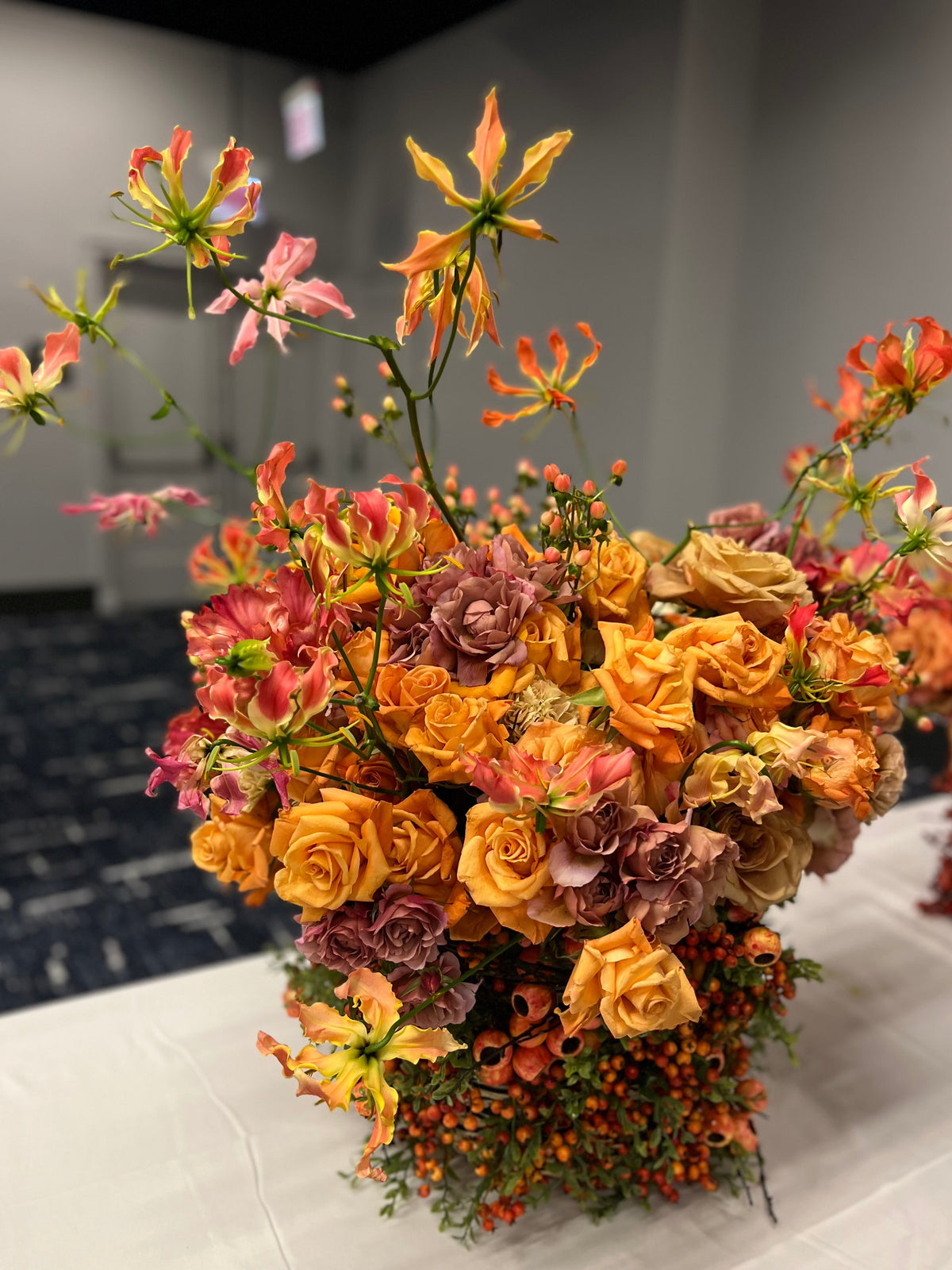 birthday flower arrangement with roses and seasonal blooms in Miami