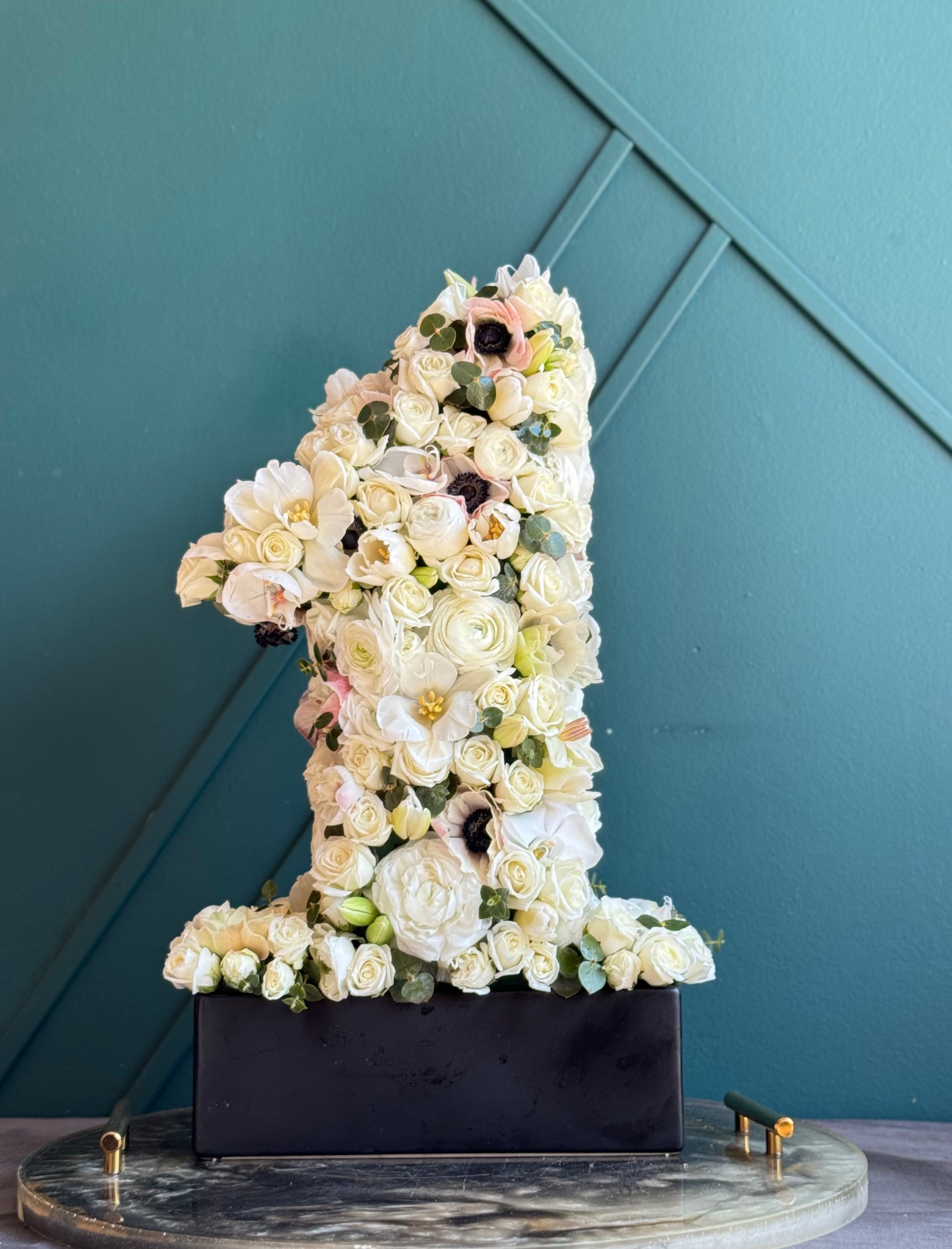 custom floral number arrangement Miami luxury florist