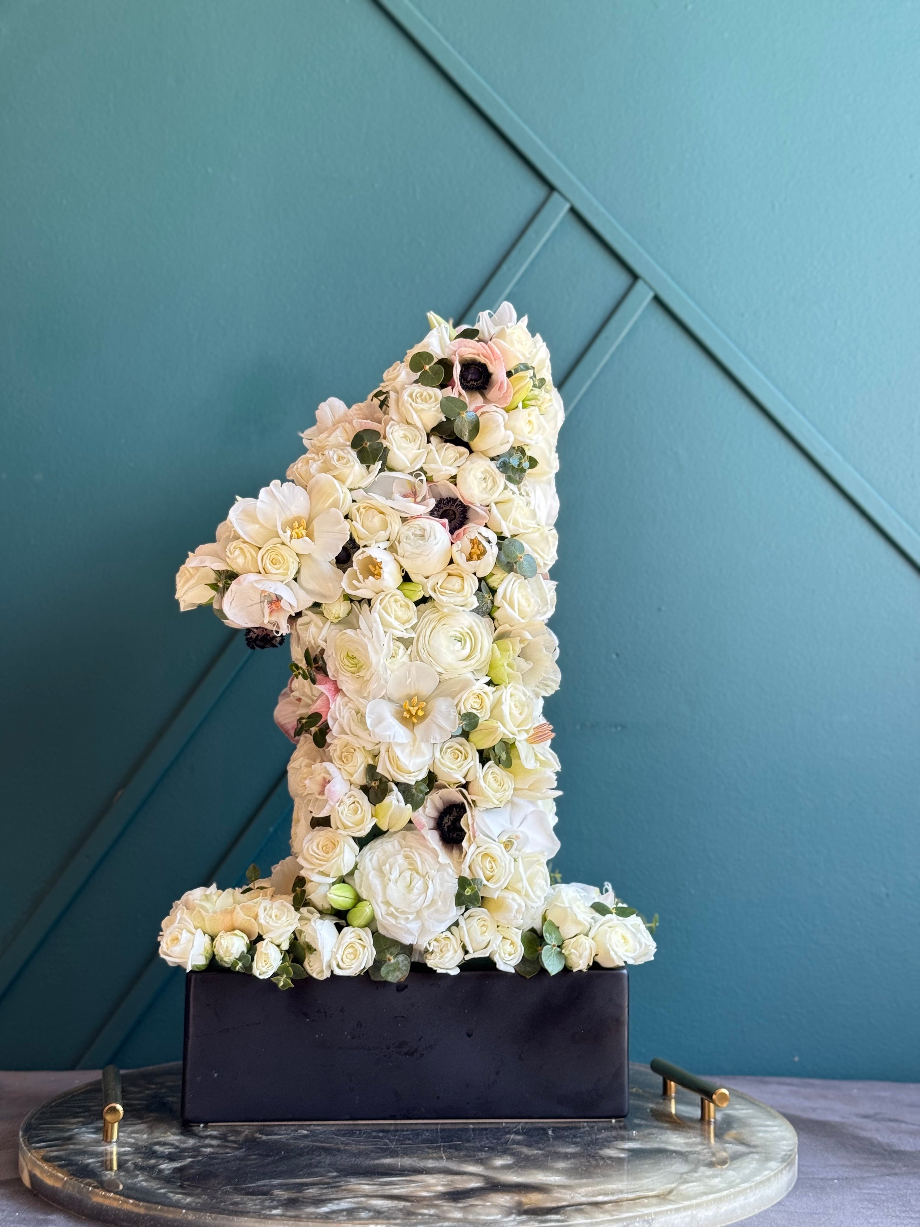 elegant flower number one for baby shower Miami