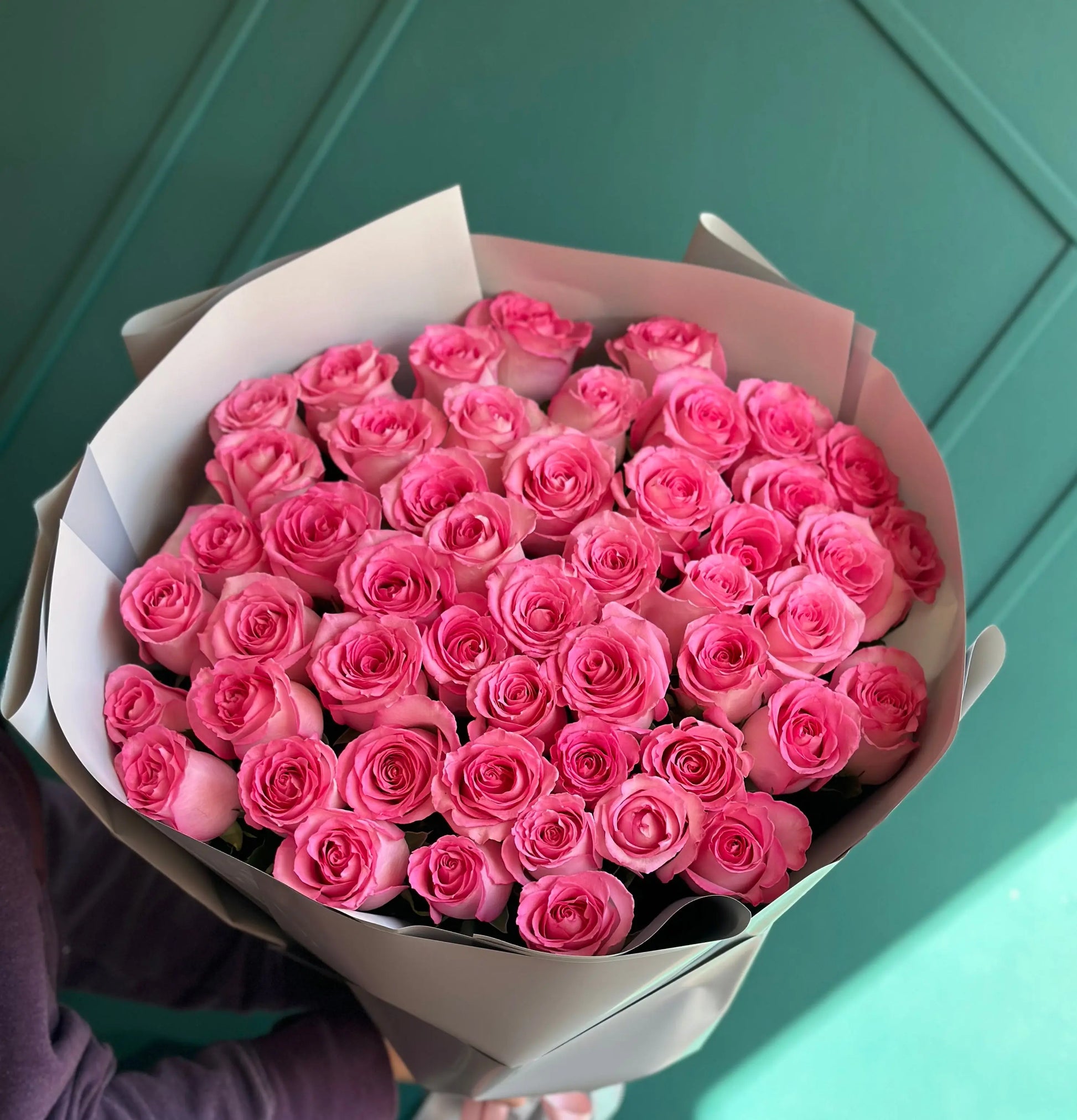 50 Pink Roses Handcrafted Bouquet – Luxury Flower Delivery Miami buy online Luxury Flowers Miami