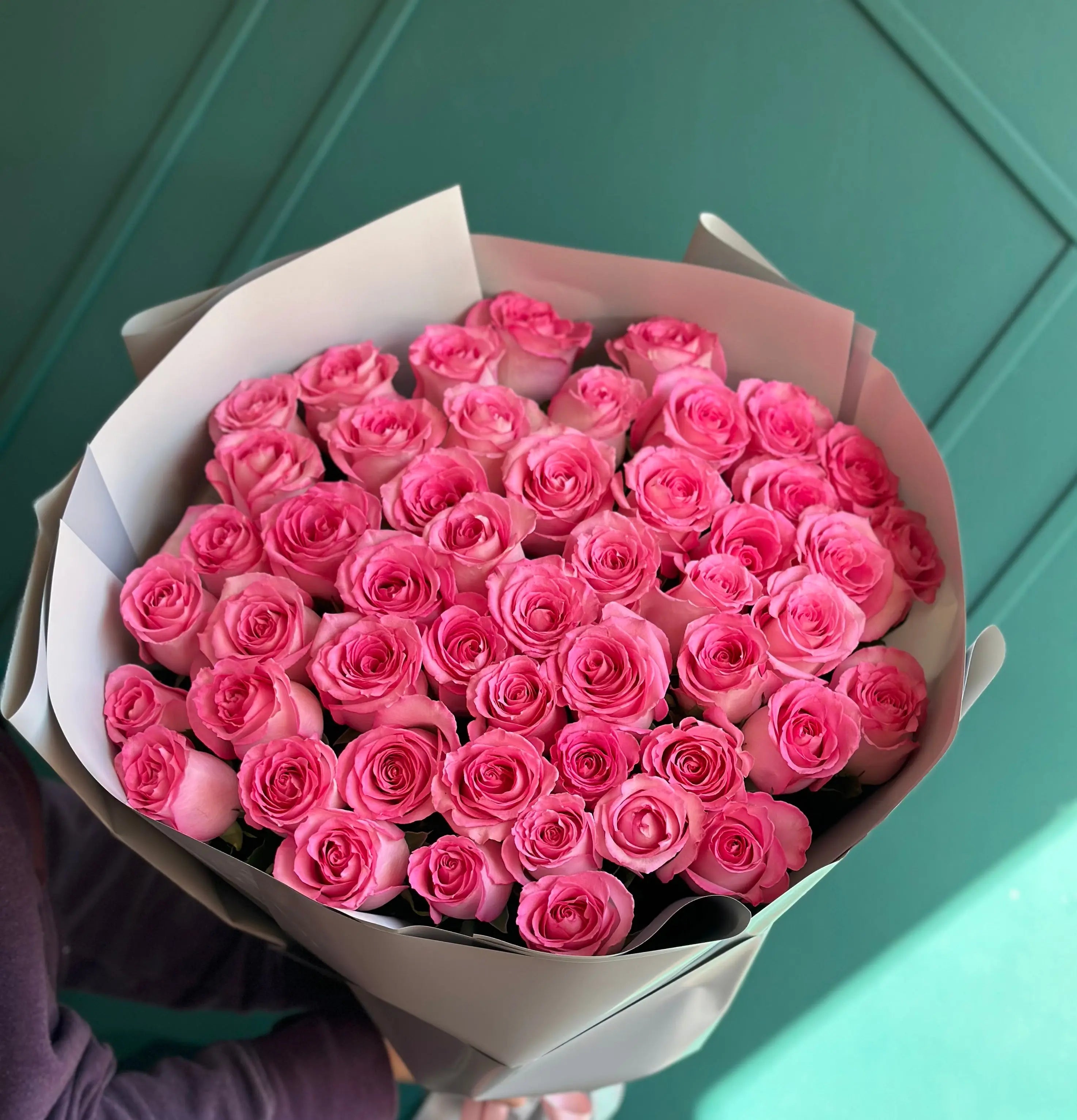50 Pink Roses Handcrafted Bouquet – Luxury Flower Delivery Miami buy online Luxury Flowers Miami