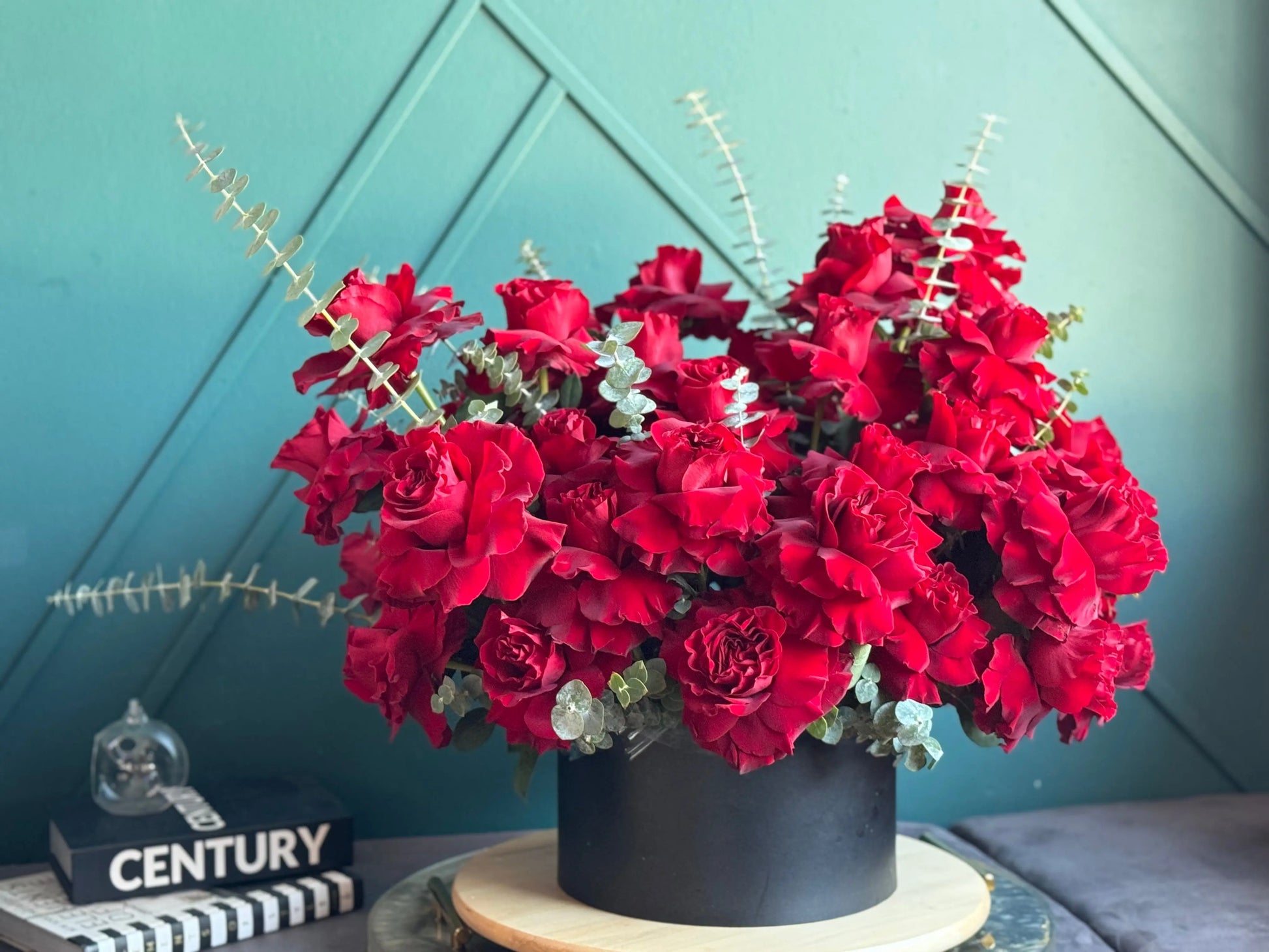 high-end red rose arrangement Miami