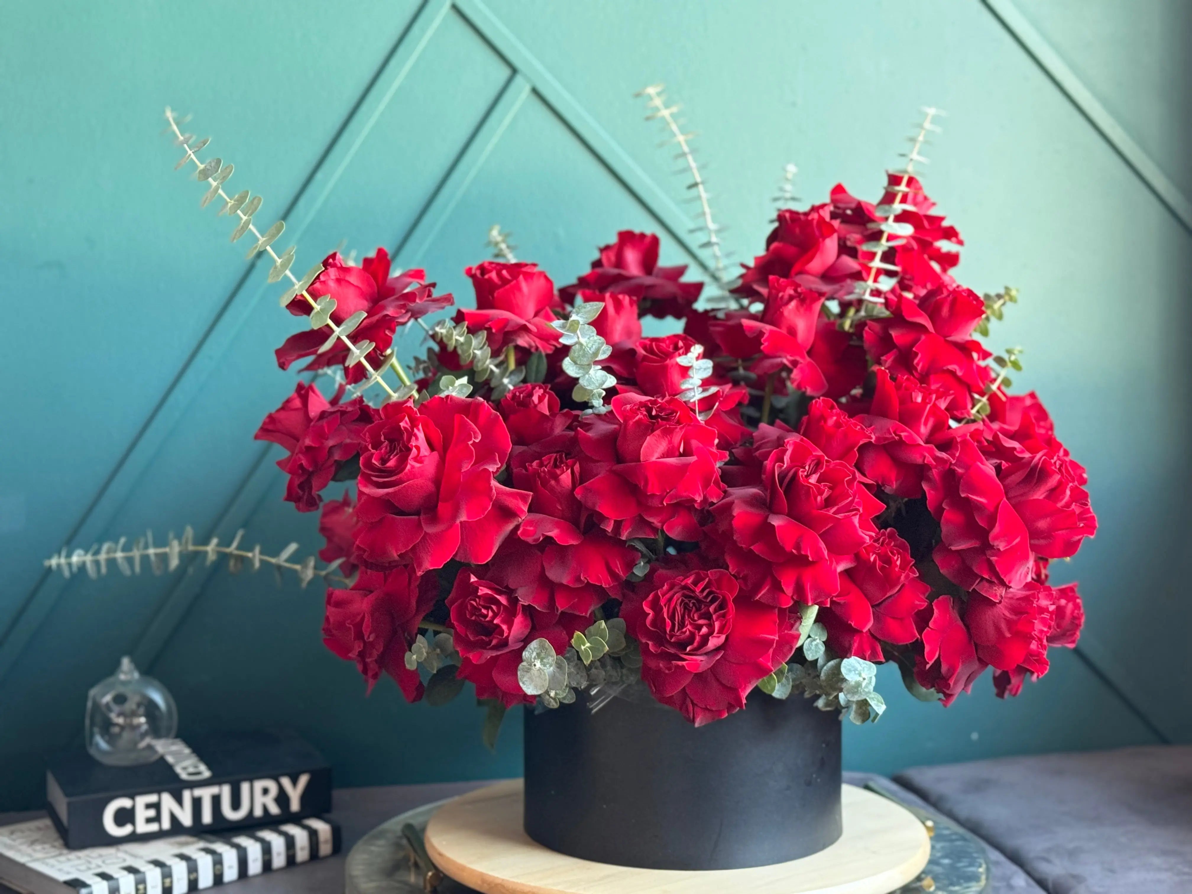 high-end red rose arrangement Miami